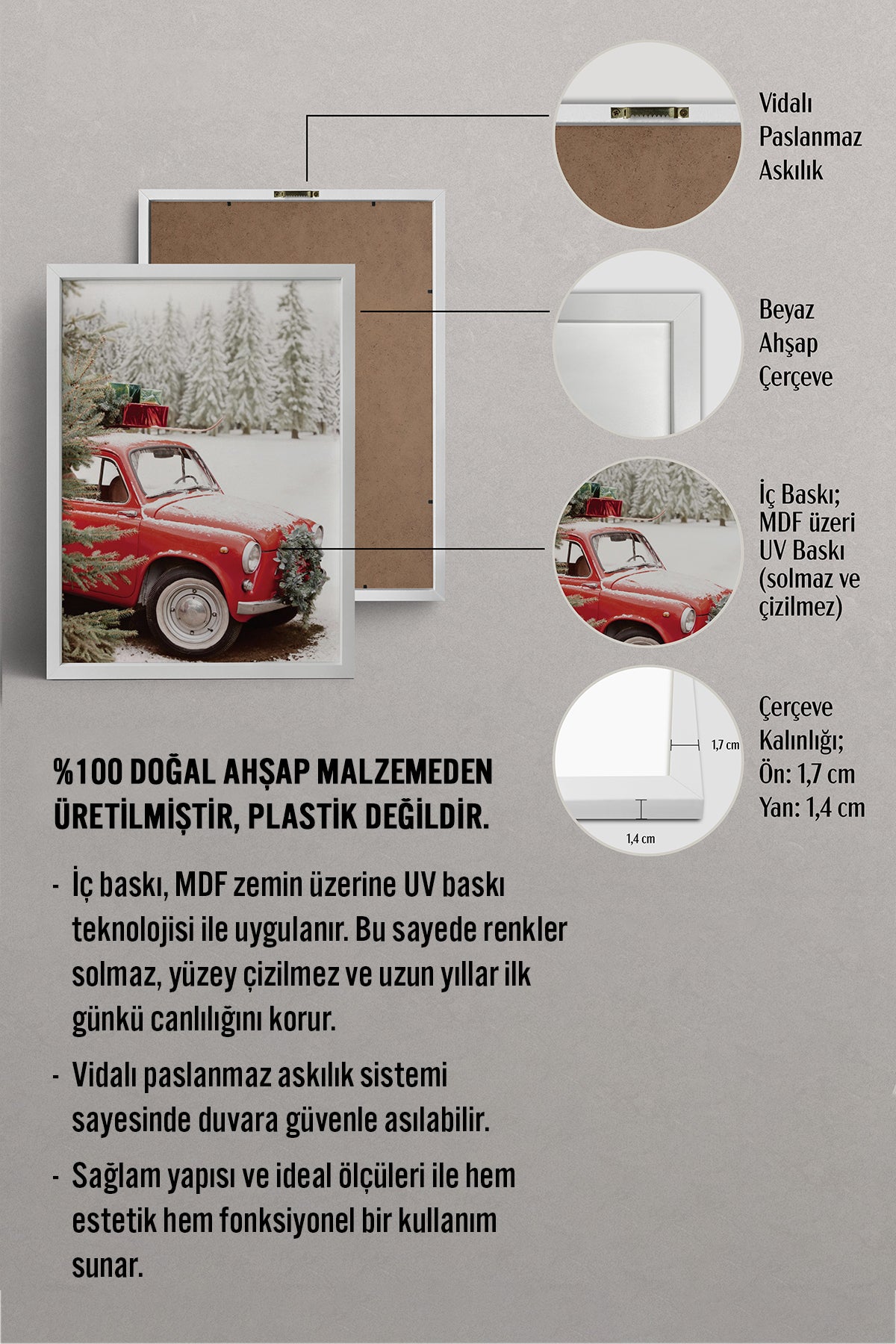 HOMEPACK Ahşap Çerçeveli Tablo Çerçeveli Poster Sanatsal Modern Duvar Dekoru BEK-8204