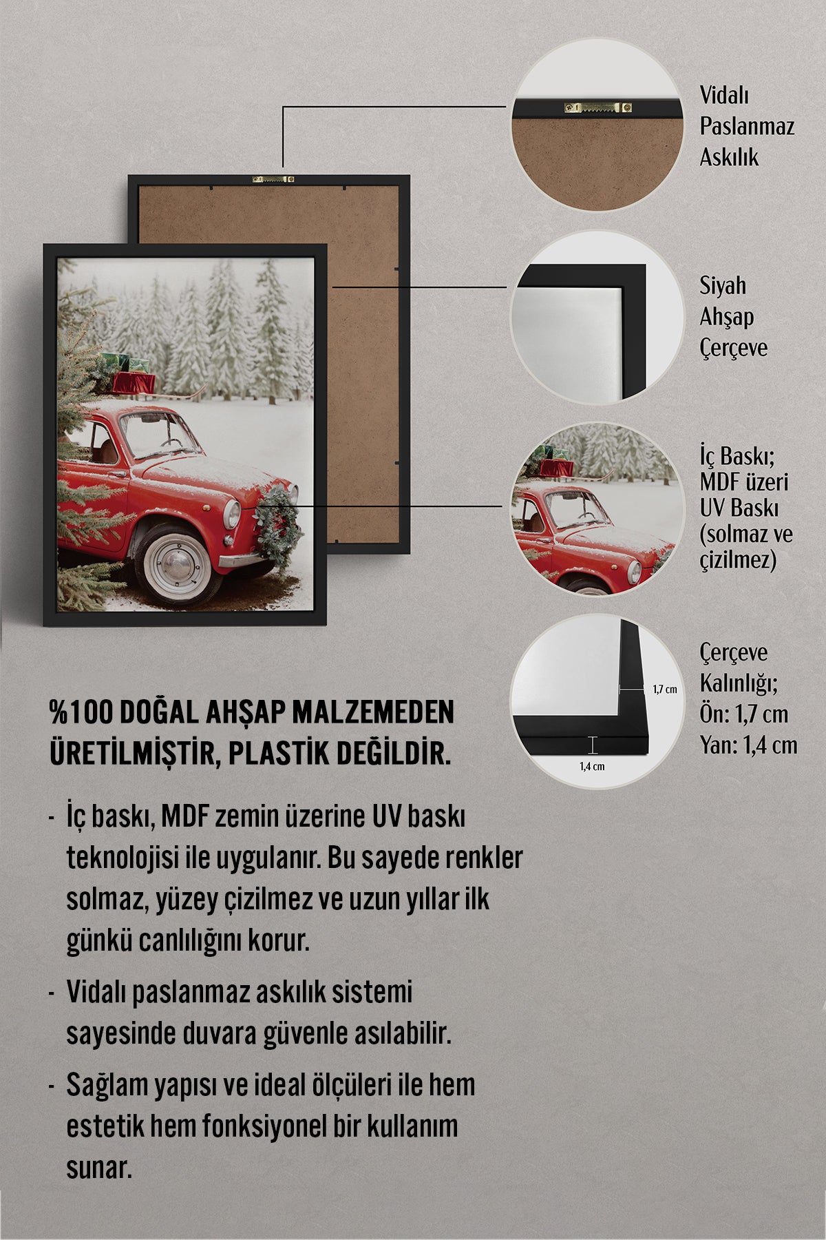 HOMEPACK Ahşap Çerçeveli Tablo Çerçeveli Poster Sanatsal Modern Duvar Dekoru BEK-8204