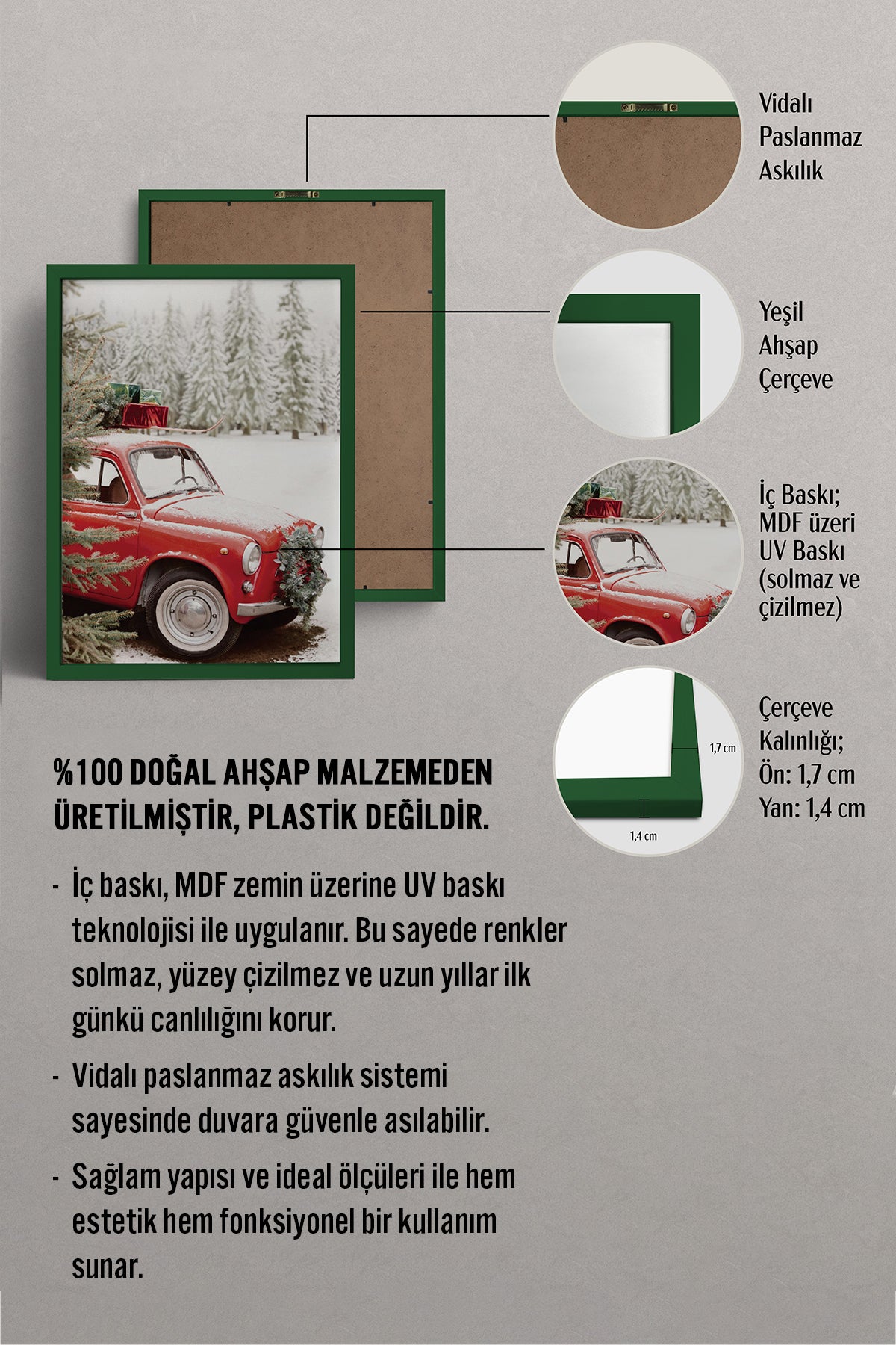 HOMEPACK Ahşap Çerçeveli Tablo Çerçeveli Poster Sanatsal Modern Duvar Dekoru BEK-8204
