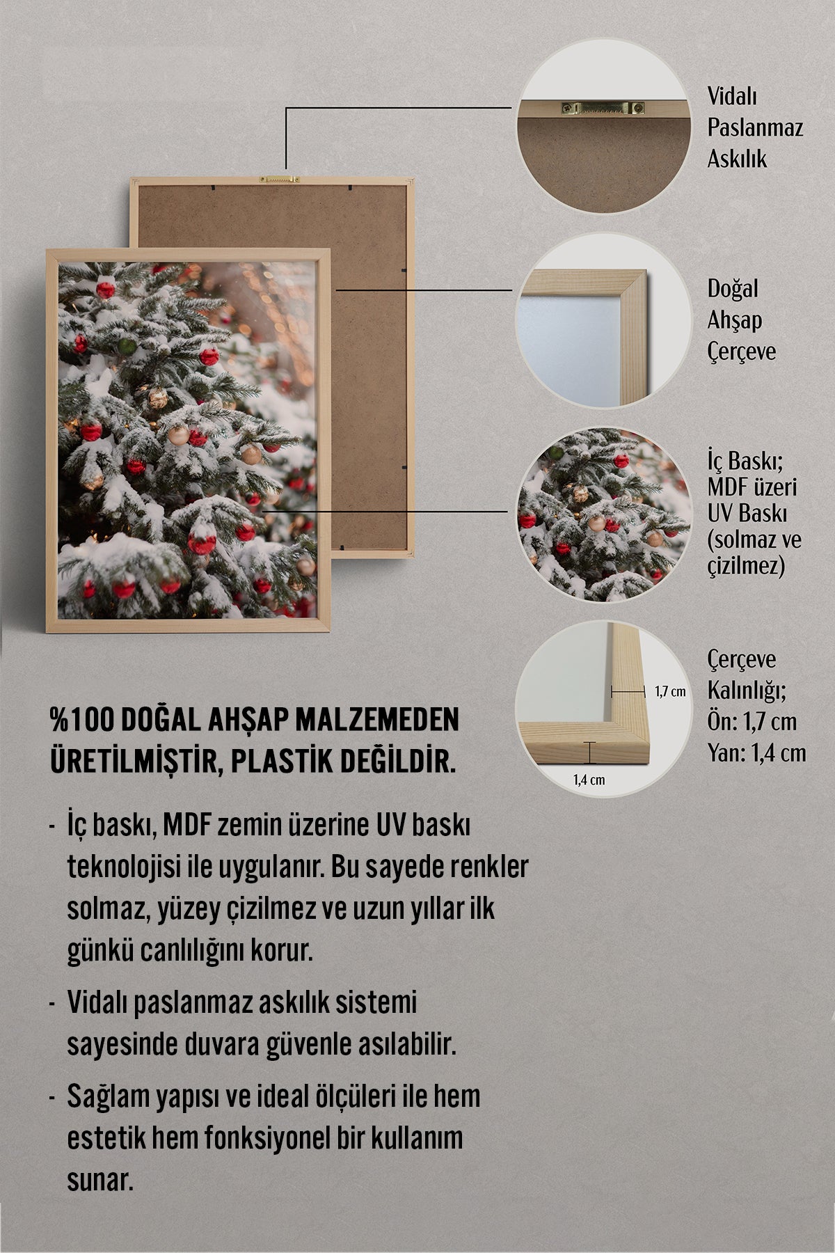 HOMEPACK Ahşap Çerçeveli Tablo Çerçeveli Poster Sanatsal Modern Duvar Dekoru BEK-8205