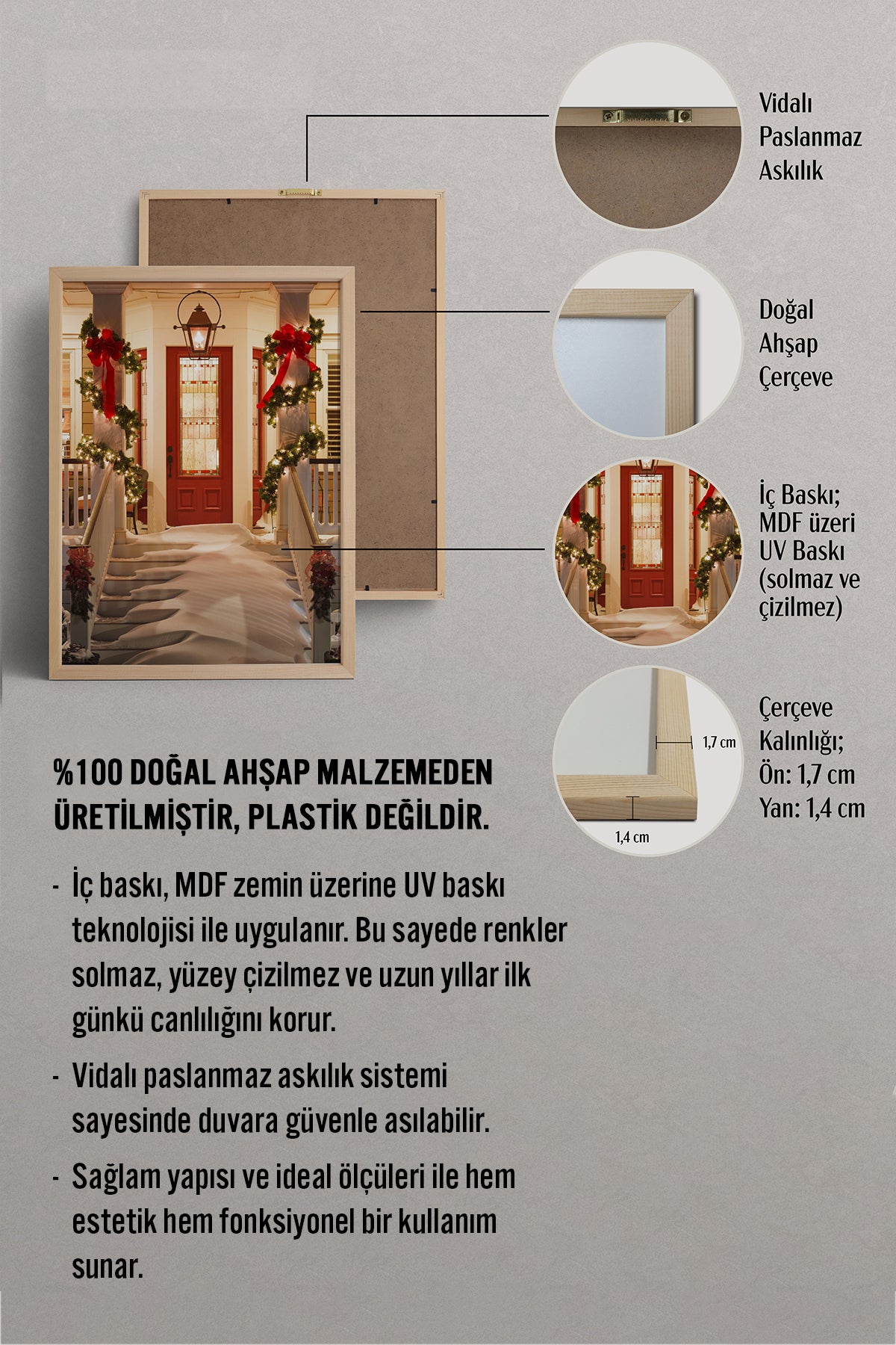 HOMEPACK Ahşap Çerçeveli Tablo Çerçeveli Poster Sanatsal Modern Duvar Dekoru BEK-8206