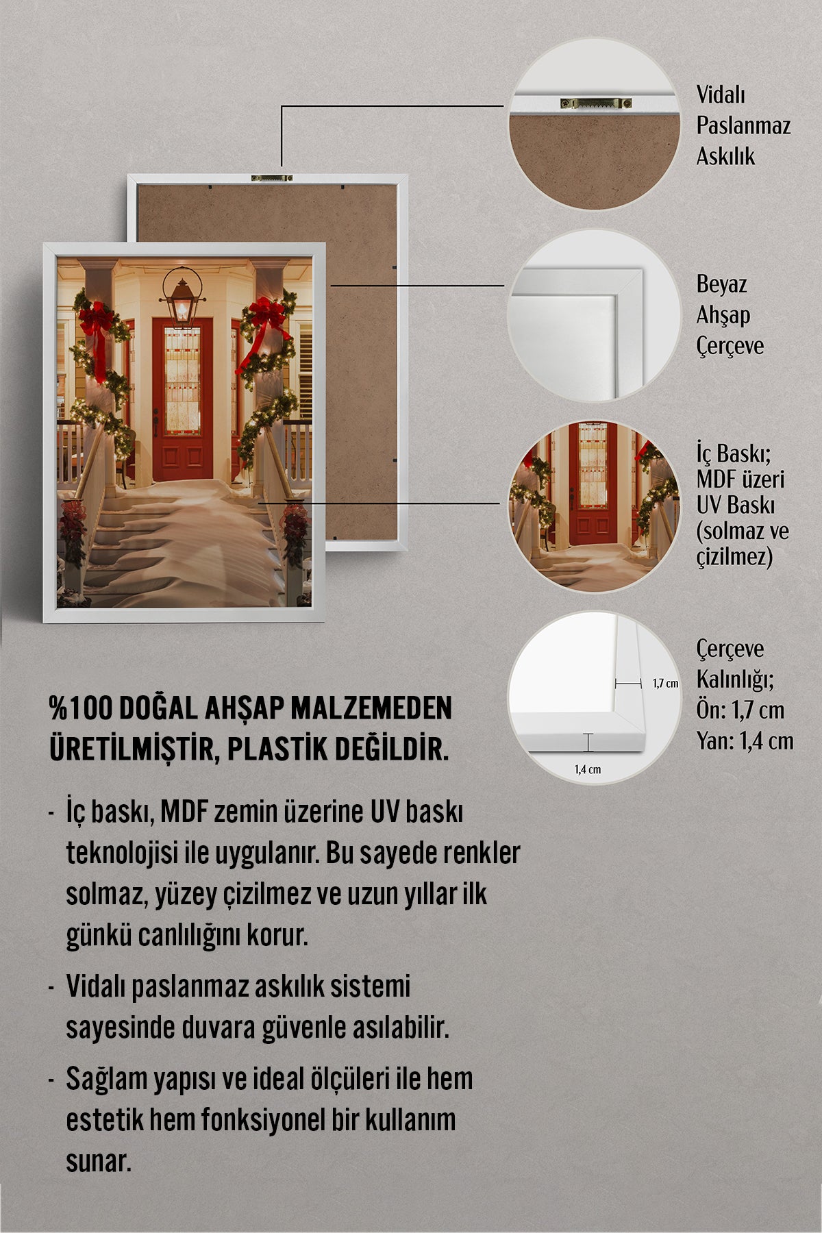 HOMEPACK Ahşap Çerçeveli Tablo Çerçeveli Poster Sanatsal Modern Duvar Dekoru BEK-8206