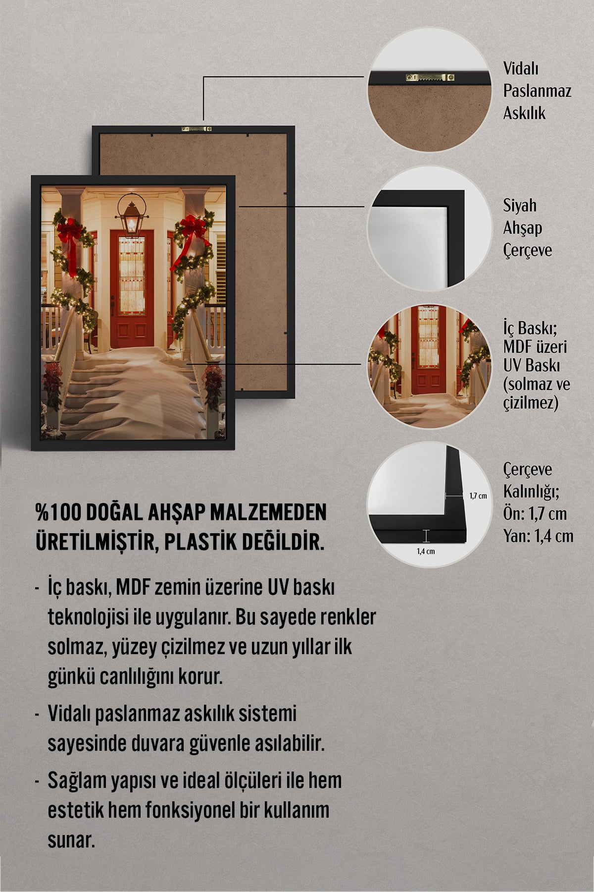 HOMEPACK Ahşap Çerçeveli Tablo Çerçeveli Poster Sanatsal Modern Duvar Dekoru BEK-8206