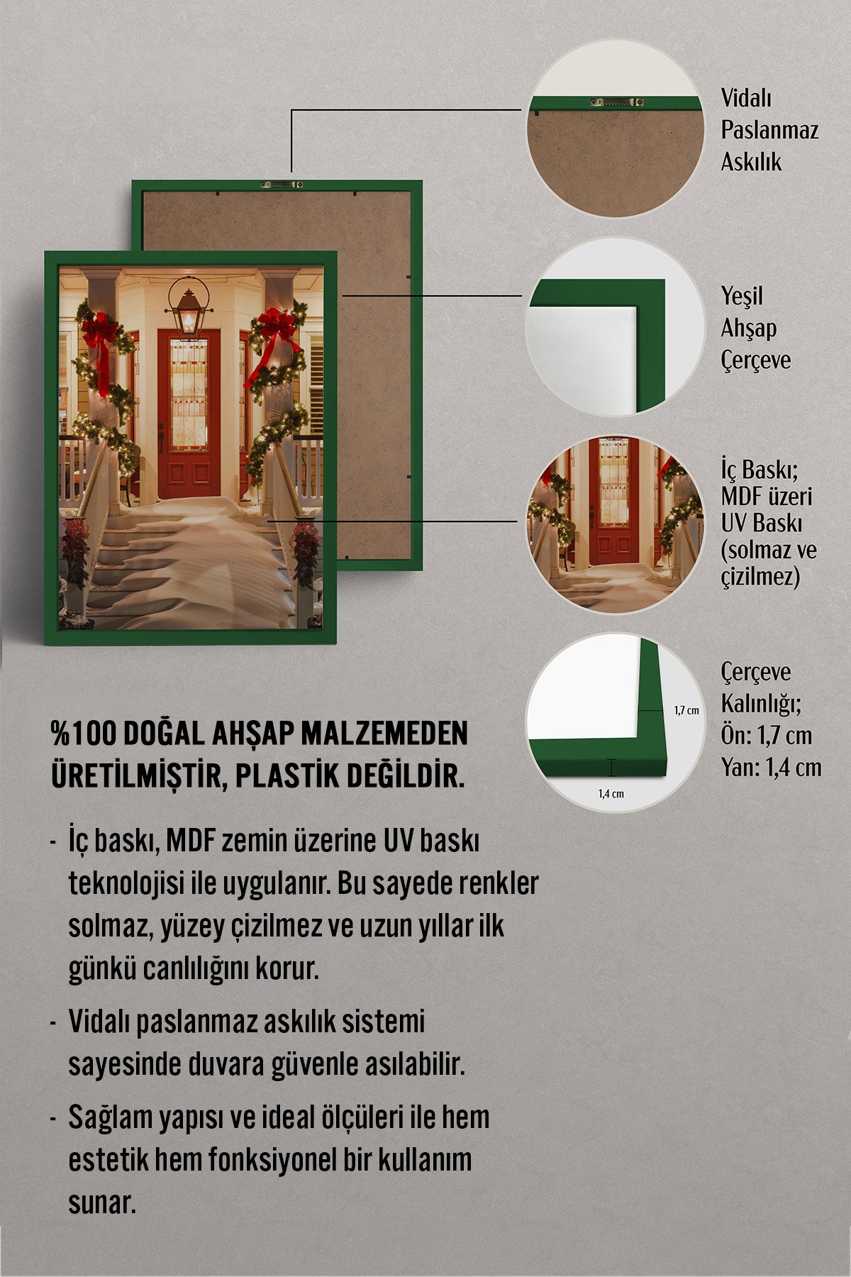 HOMEPACK Ahşap Çerçeveli Tablo Çerçeveli Poster Sanatsal Modern Duvar Dekoru BEK-8206