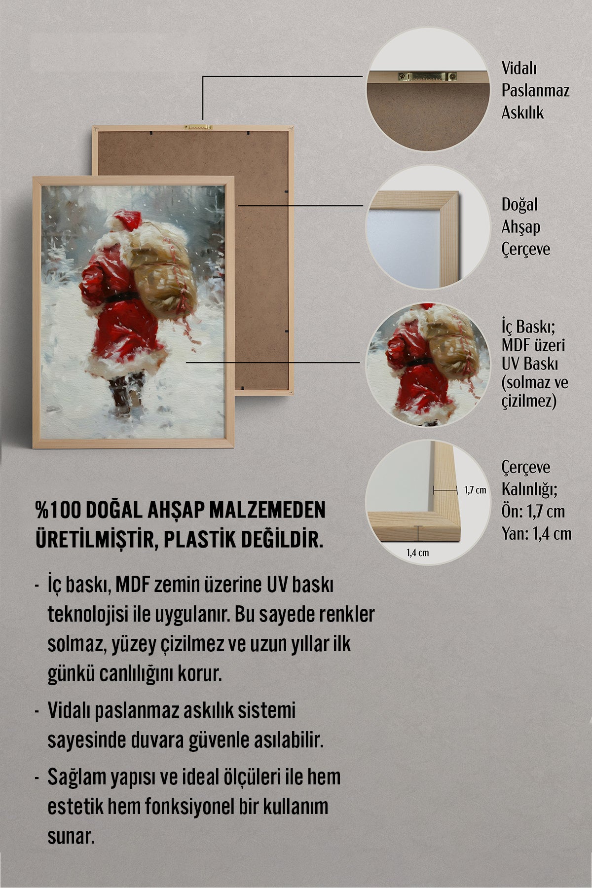 HOMEPACK Ahşap Çerçeveli Tablo Çerçeveli Poster Sanatsal Modern Duvar Dekoru BEK-8207