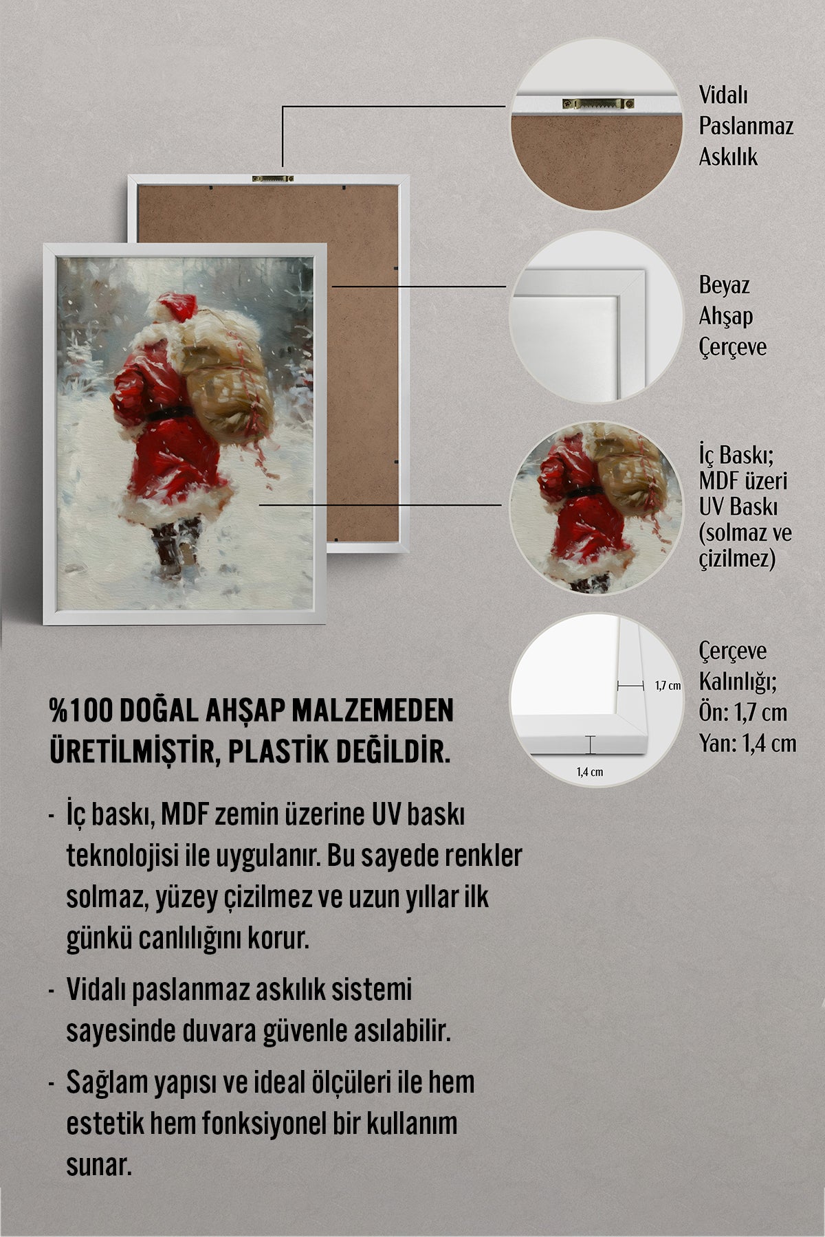HOMEPACK Ahşap Çerçeveli Tablo Çerçeveli Poster Sanatsal Modern Duvar Dekoru BEK-8207