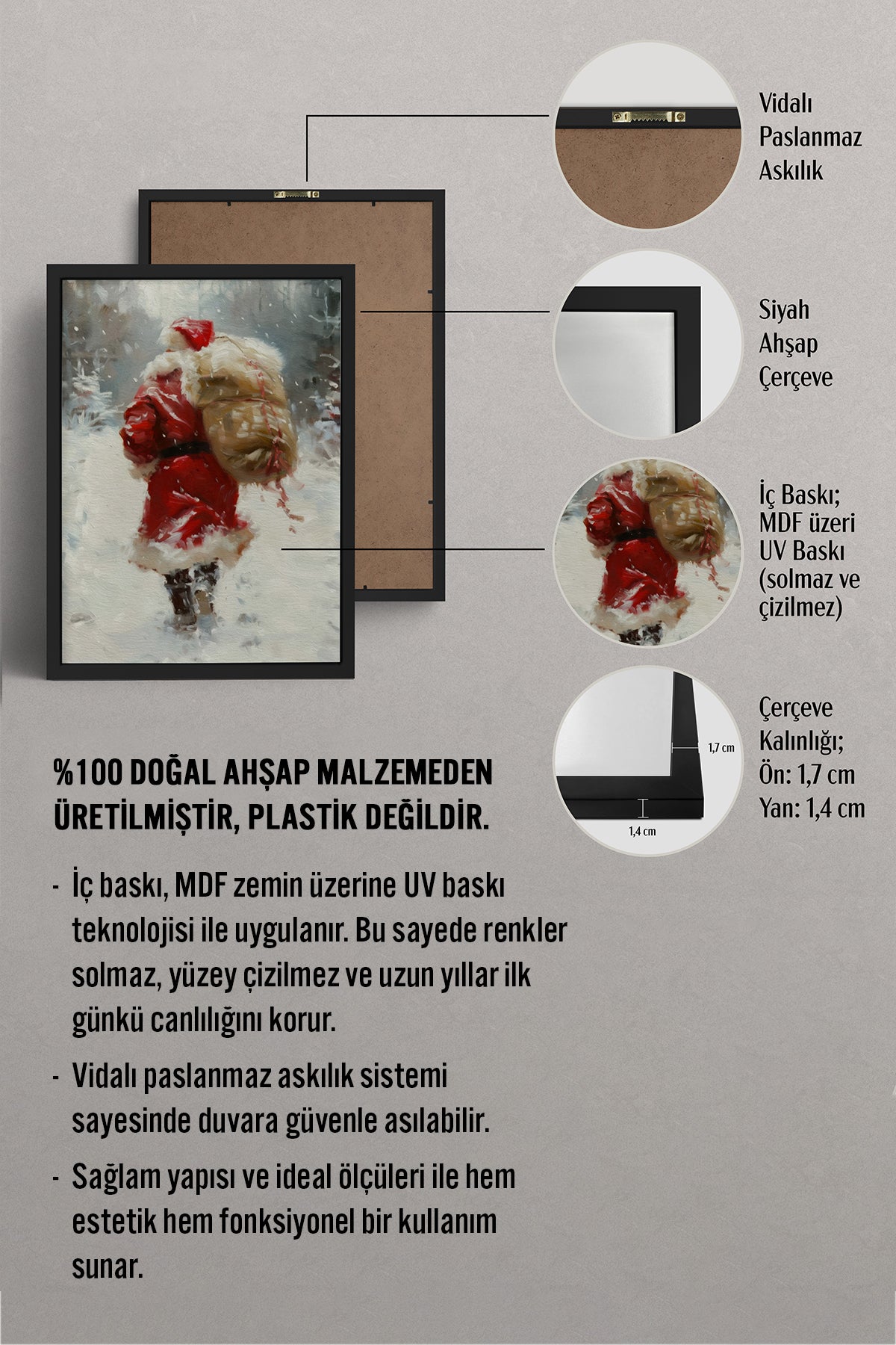 HOMEPACK Ahşap Çerçeveli Tablo Çerçeveli Poster Sanatsal Modern Duvar Dekoru BEK-8207
