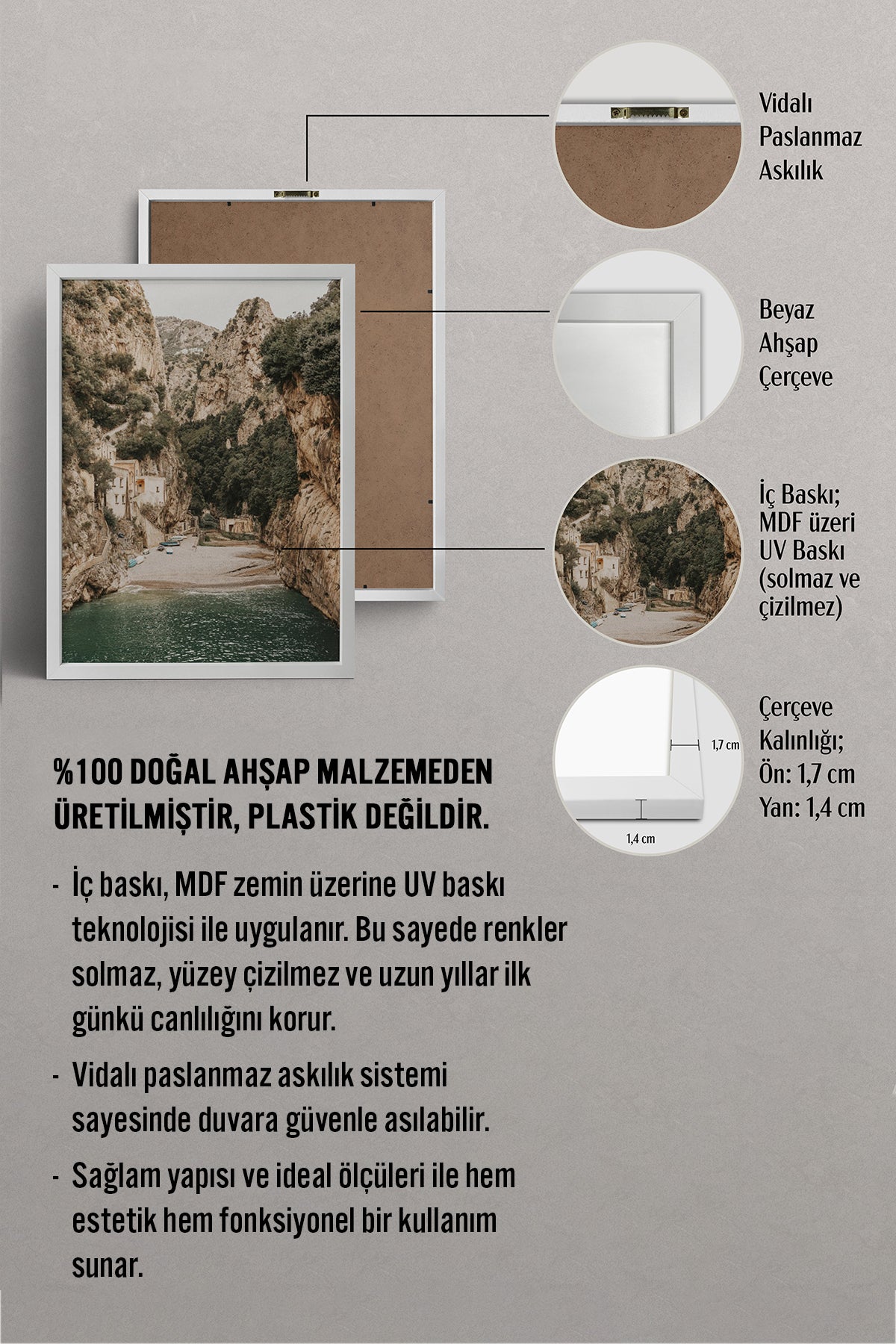 HOMEPACK Ahşap Çerçeveli Tablo Çerçeveli Poster Sanatsal Modern Duvar Dekoru BEK-8208