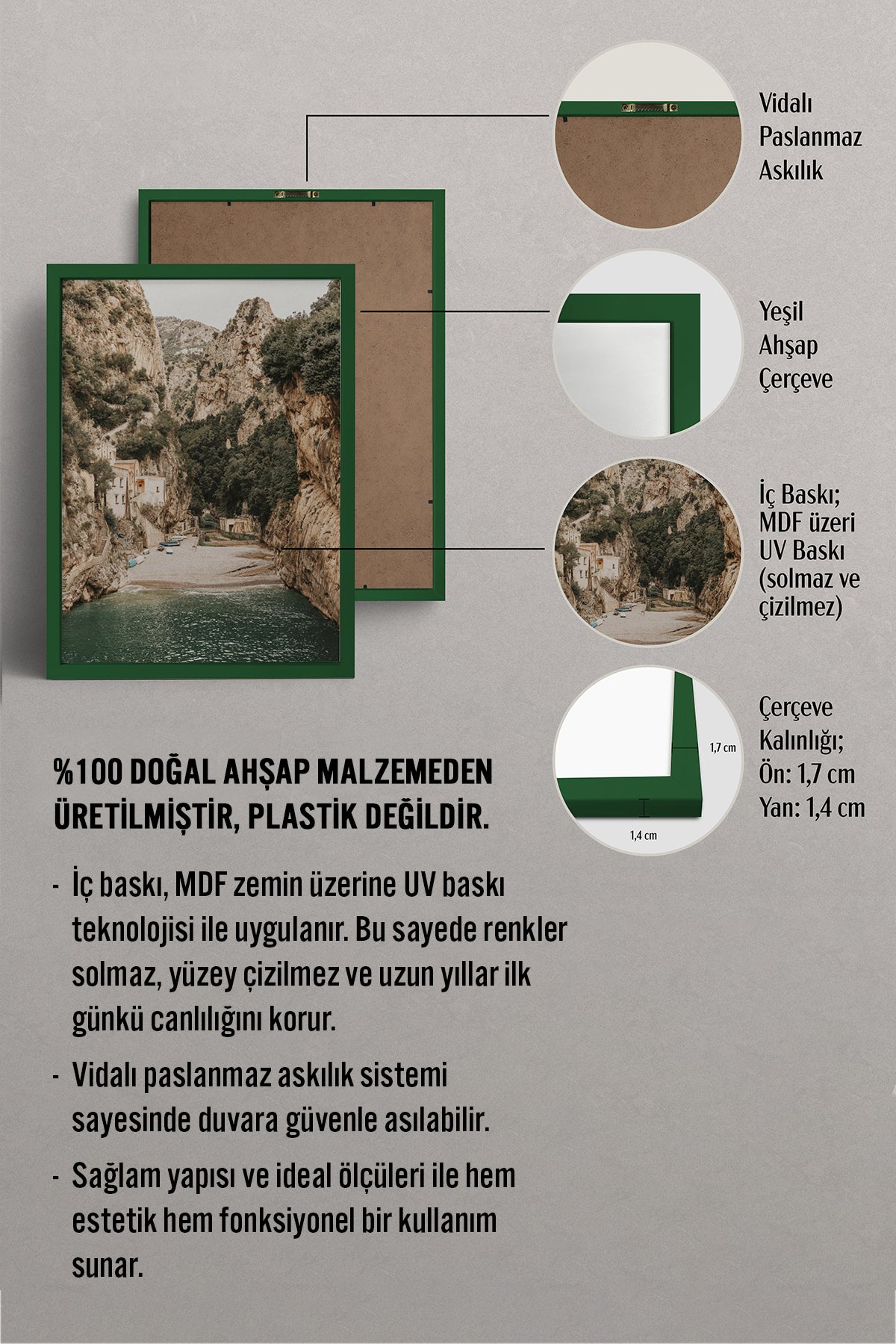 HOMEPACK Ahşap Çerçeveli Tablo Çerçeveli Poster Sanatsal Modern Duvar Dekoru BEK-8208