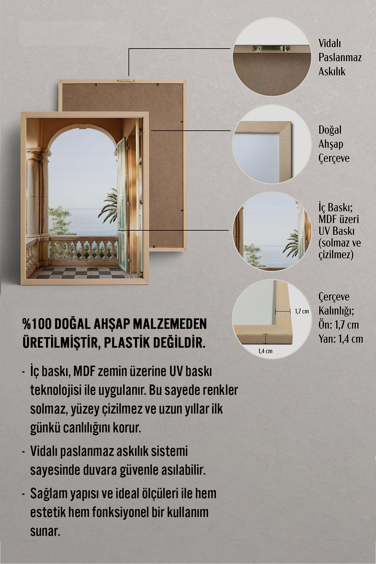 HOMEPACK Ahşap Çerçeveli Tablo Çerçeveli Poster Sanatsal Modern Duvar Dekoru BEK-8209