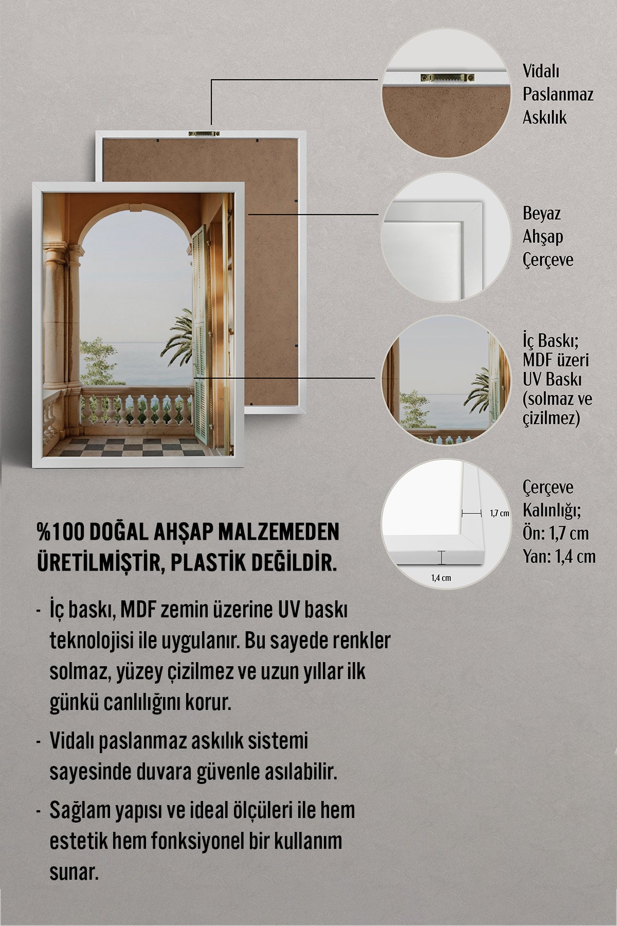 HOMEPACK Ahşap Çerçeveli Tablo Çerçeveli Poster Sanatsal Modern Duvar Dekoru BEK-8209