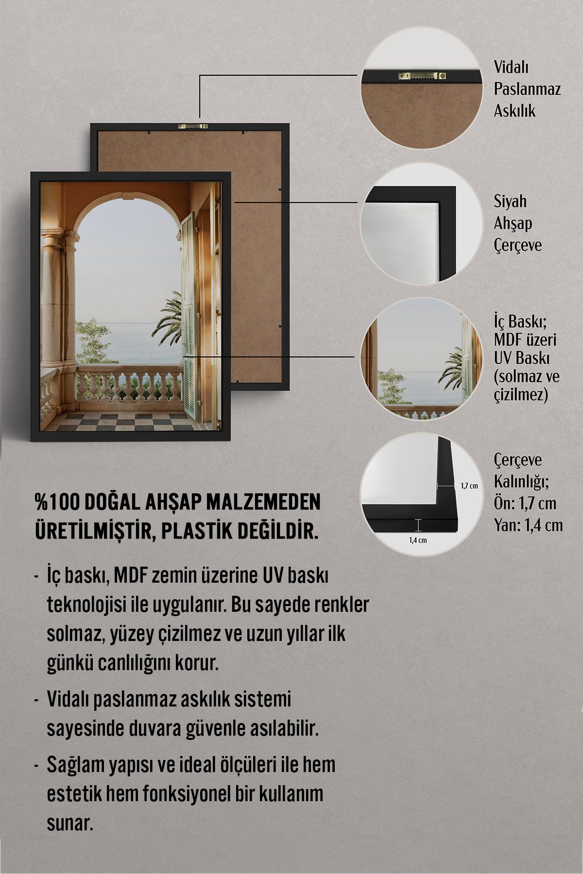HOMEPACK Ahşap Çerçeveli Tablo Çerçeveli Poster Sanatsal Modern Duvar Dekoru BEK-8209