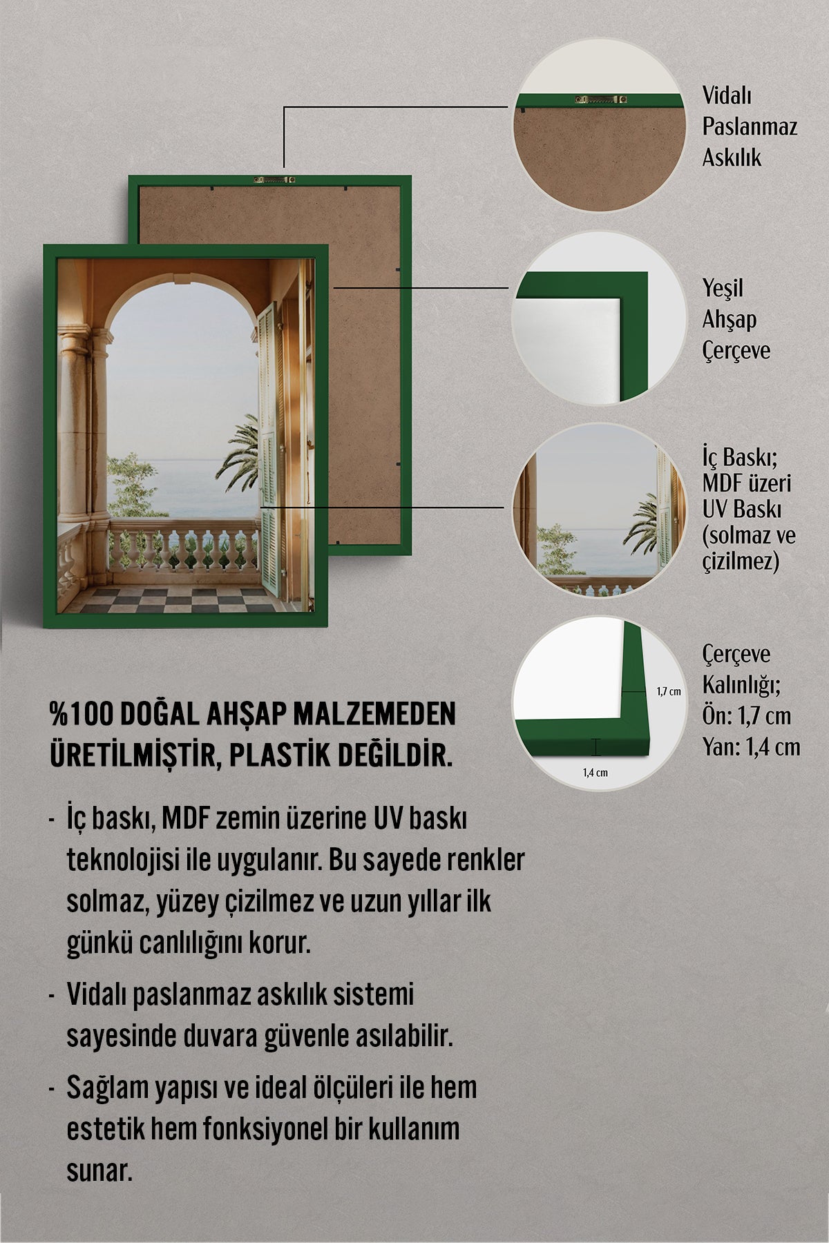 HOMEPACK Ahşap Çerçeveli Tablo Çerçeveli Poster Sanatsal Modern Duvar Dekoru BEK-8209