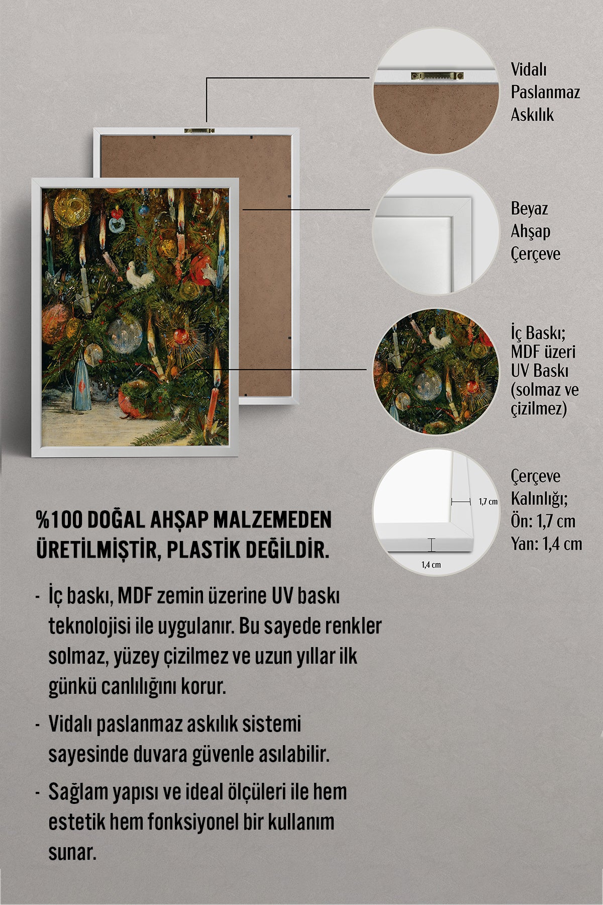 HOMEPACK Ahşap Çerçeveli Tablo Çerçeveli Poster Sanatsal Modern Duvar Dekoru BEK-8210