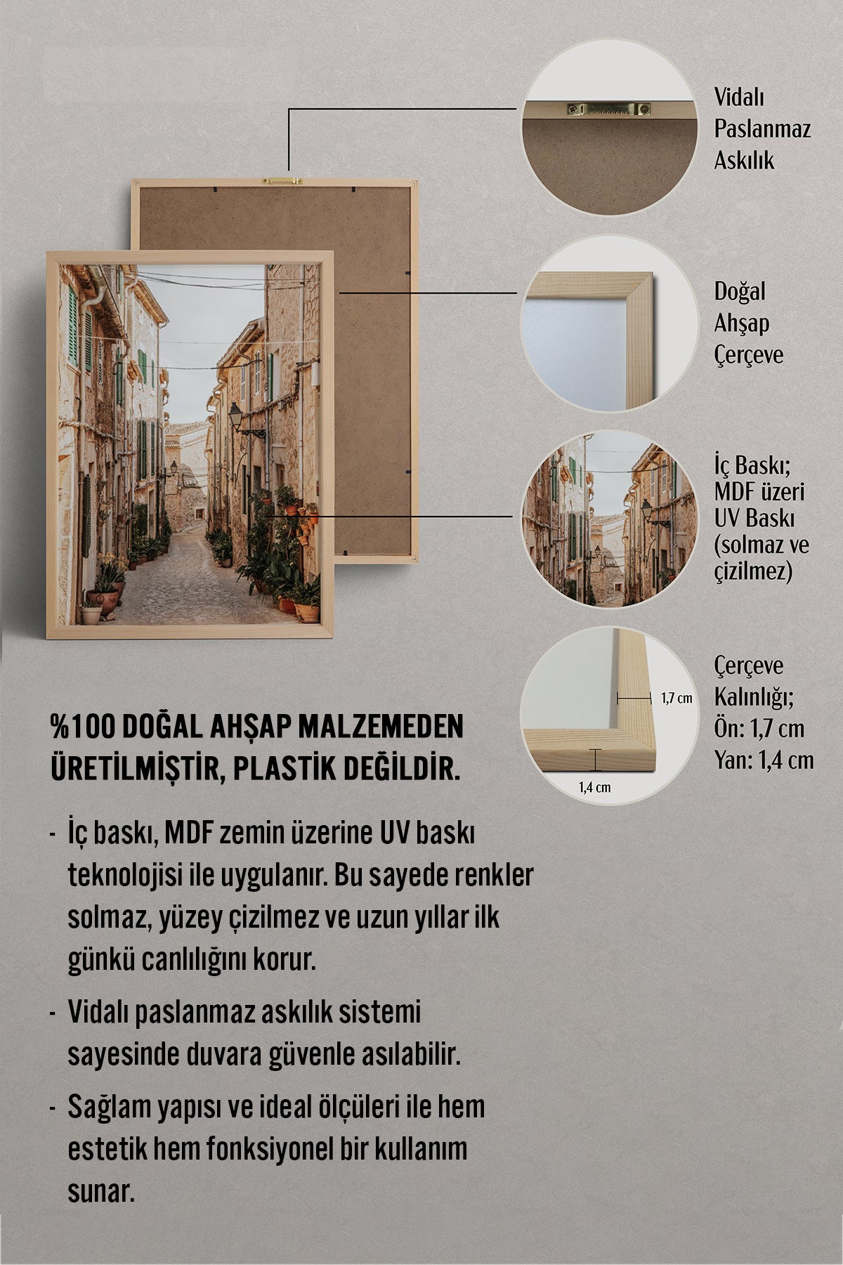HOMEPACK Ahşap Çerçeveli Tablo Çerçeveli Poster Sanatsal Modern Duvar Dekoru BEK-8211