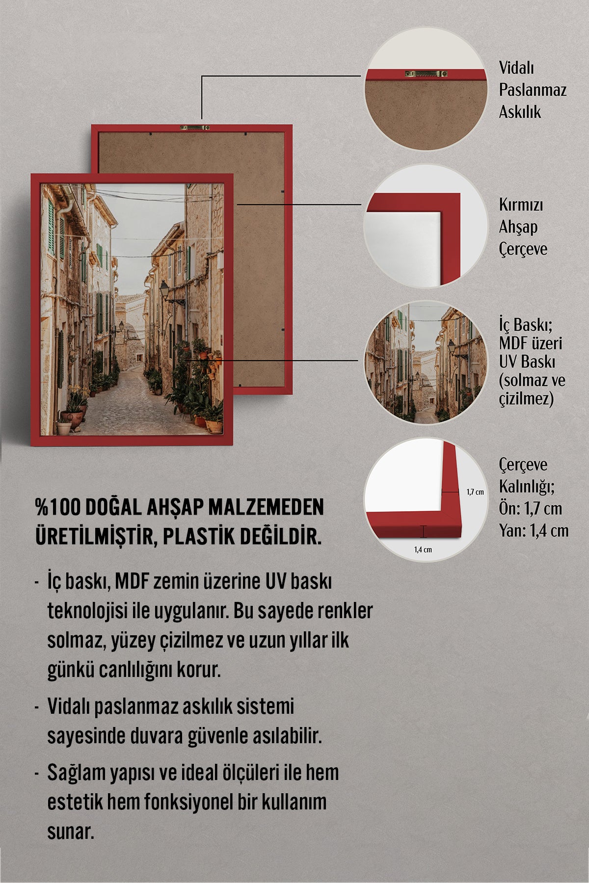 HOMEPACK Ahşap Çerçeveli Tablo Çerçeveli Poster Sanatsal Modern Duvar Dekoru BEK-8211