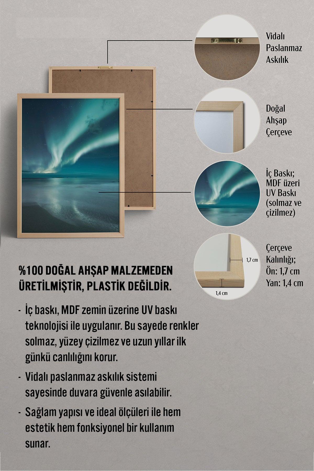 HOMEPACK Ahşap Çerçeveli Tablo Çerçeveli Poster Sanatsal Modern Duvar Dekoru BEK-8212