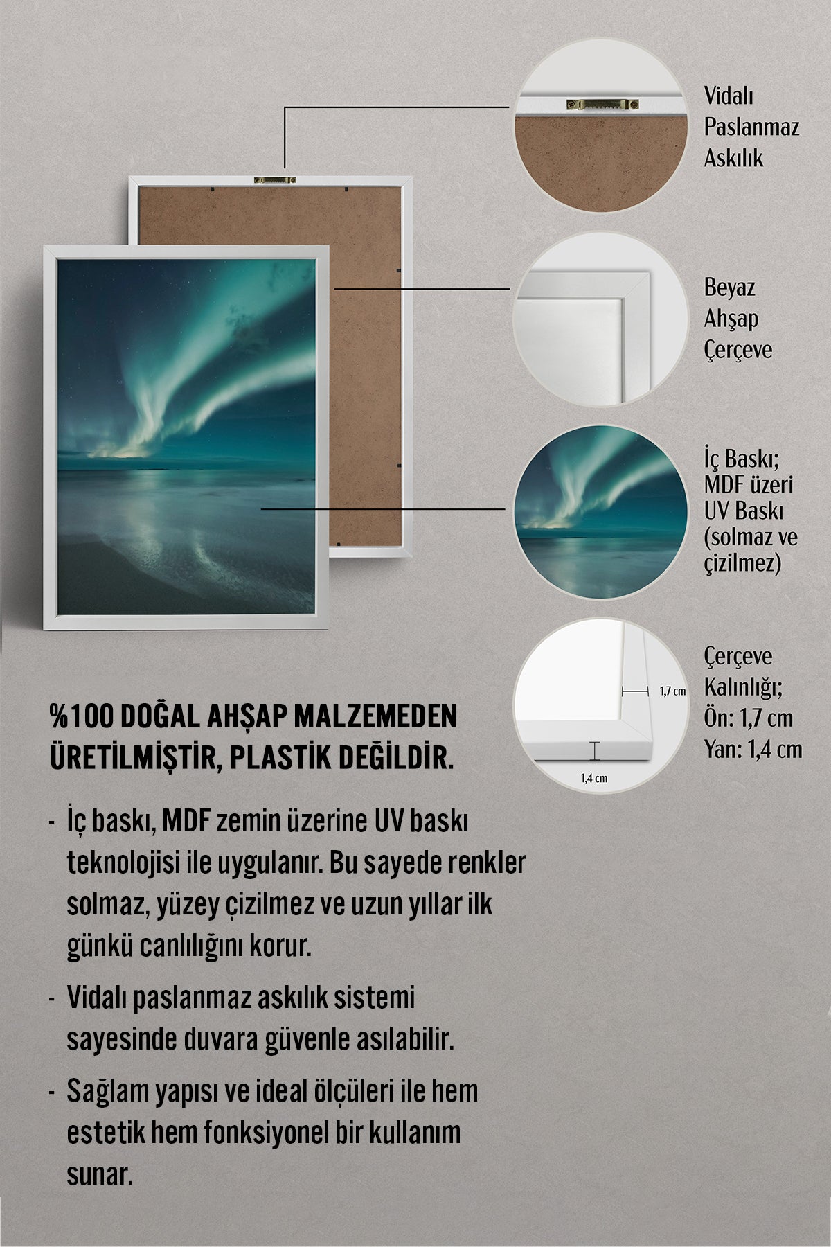 HOMEPACK Ahşap Çerçeveli Tablo Çerçeveli Poster Sanatsal Modern Duvar Dekoru BEK-8212
