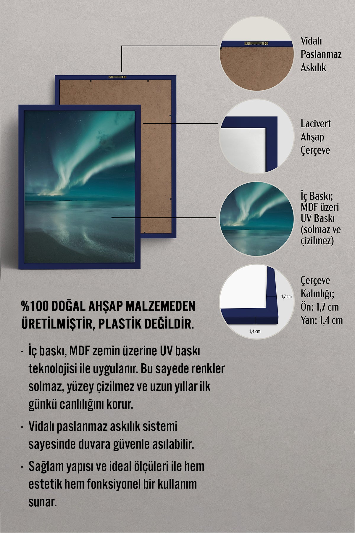 HOMEPACK Ahşap Çerçeveli Tablo Çerçeveli Poster Sanatsal Modern Duvar Dekoru BEK-8212