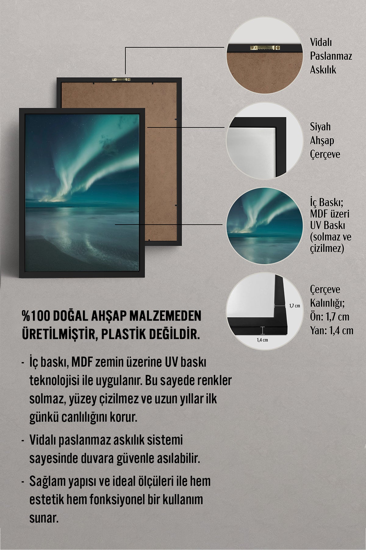 HOMEPACK Ahşap Çerçeveli Tablo Çerçeveli Poster Sanatsal Modern Duvar Dekoru BEK-8212