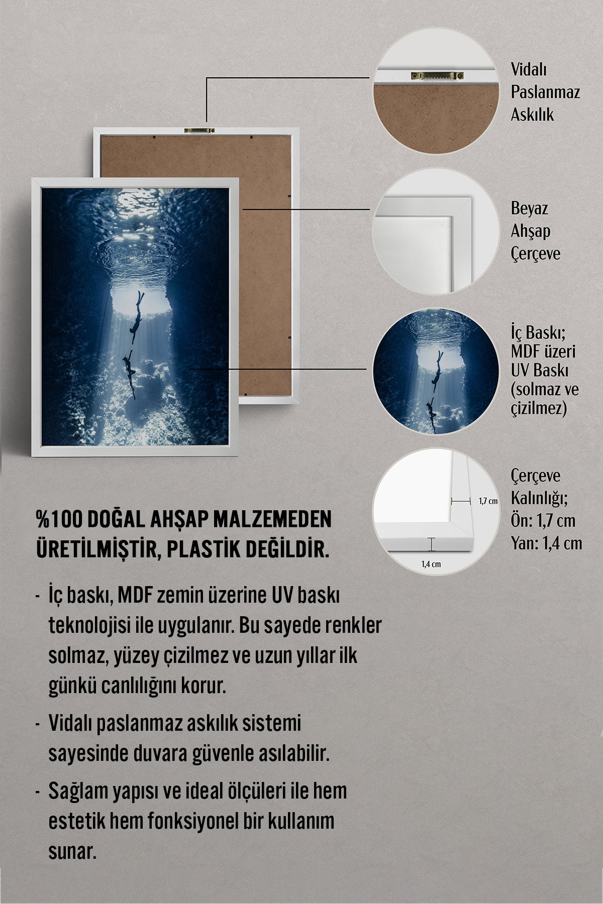 HOMEPACK Ahşap Çerçeveli Tablo Çerçeveli Poster Sanatsal Modern Duvar Dekoru BEK-8213