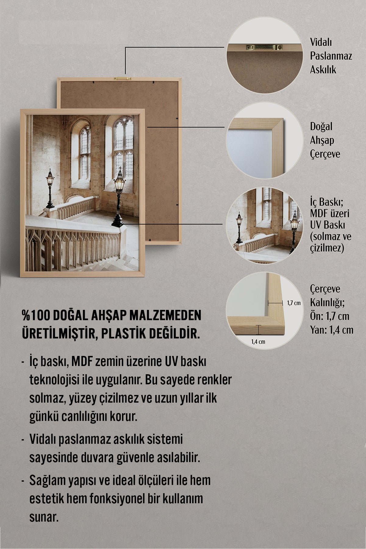 HOMEPACK Ahşap Çerçeveli Tablo Çerçeveli Poster Sanatsal Modern Duvar Dekoru BEK-8215