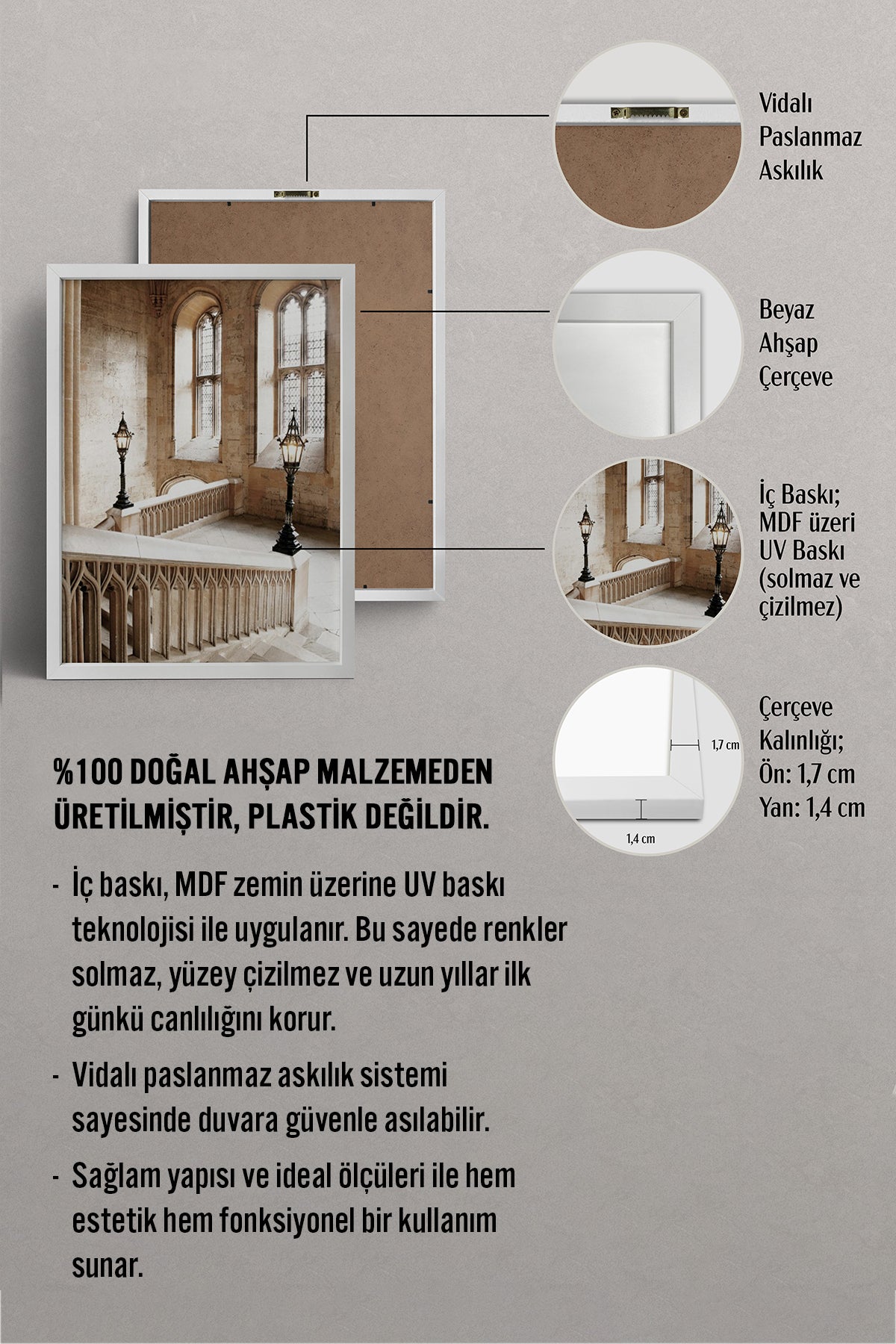 HOMEPACK Ahşap Çerçeveli Tablo Çerçeveli Poster Sanatsal Modern Duvar Dekoru BEK-8215