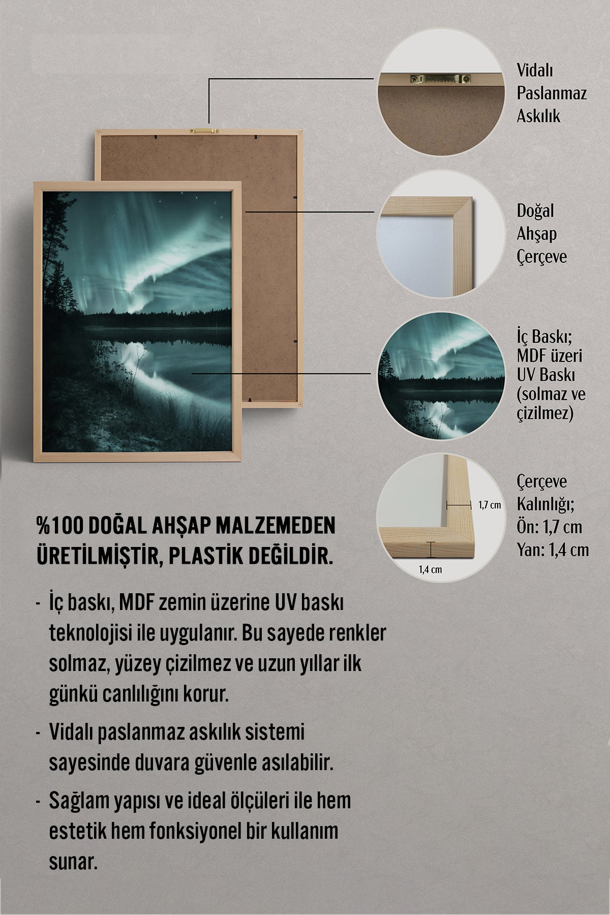 HOMEPACK Ahşap Çerçeveli Tablo Çerçeveli Poster Sanatsal Modern Duvar Dekoru BEK-8216