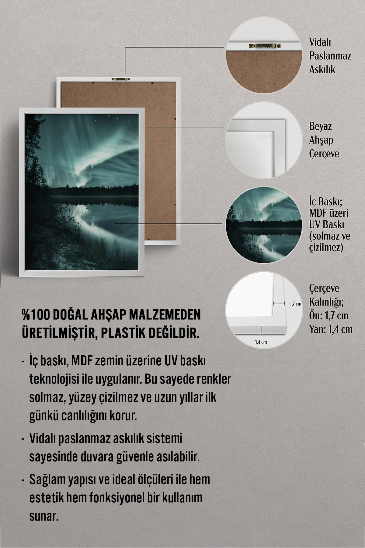 HOMEPACK Ahşap Çerçeveli Tablo Çerçeveli Poster Sanatsal Modern Duvar Dekoru BEK-8216
