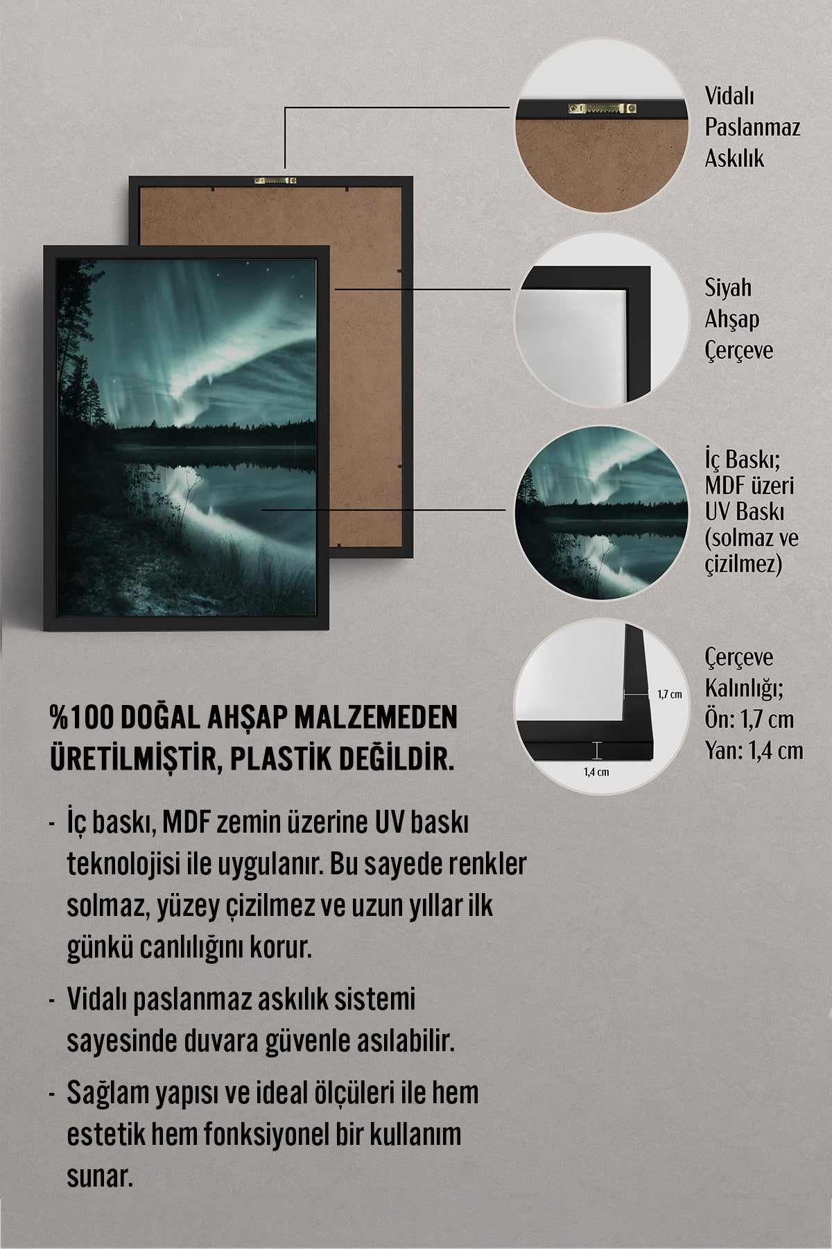 HOMEPACK Ahşap Çerçeveli Tablo Çerçeveli Poster Sanatsal Modern Duvar Dekoru BEK-8216