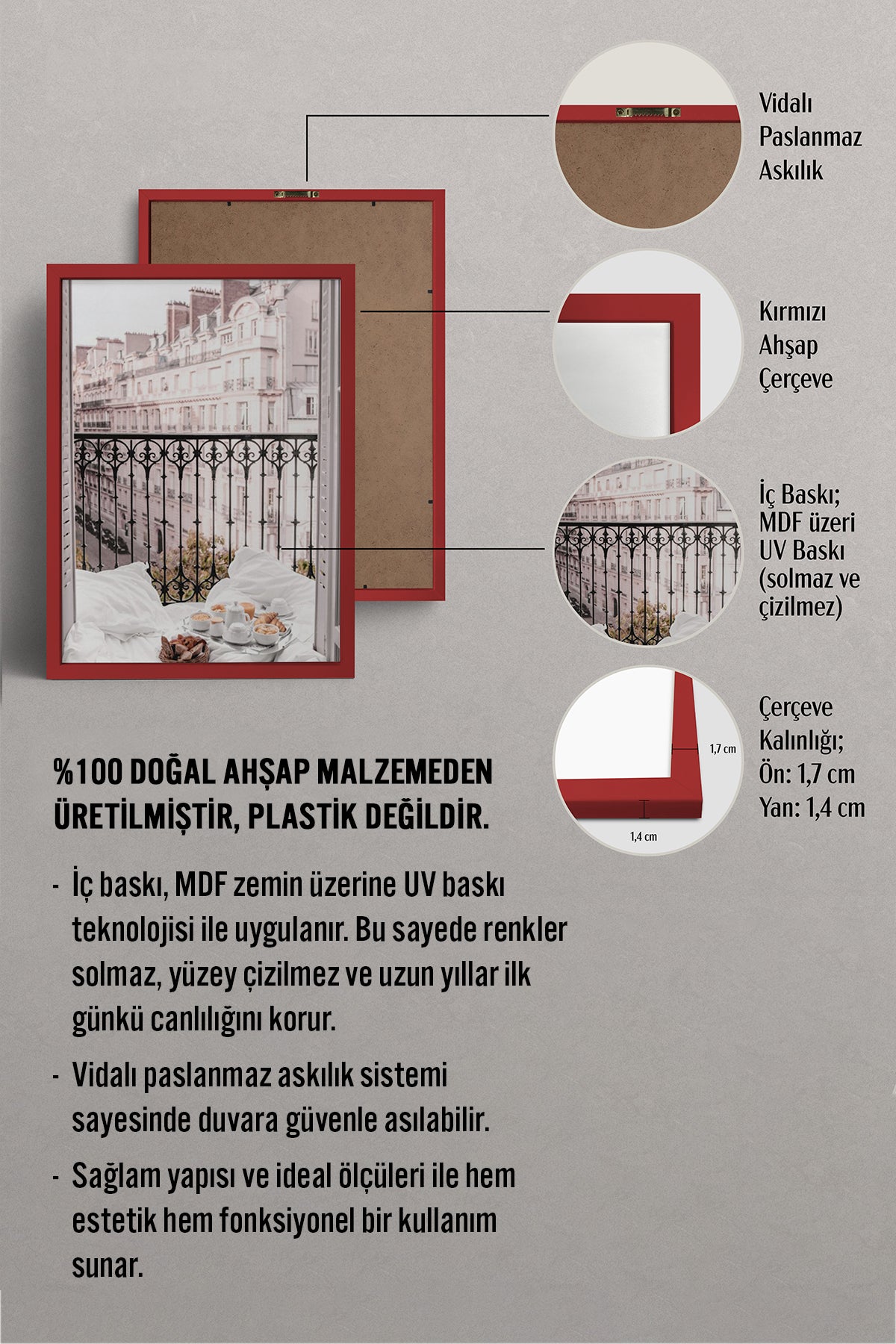 HOMEPACK Ahşap Çerçeveli Tablo Çerçeveli Poster Sanatsal Modern Duvar Dekoru BEK-8217