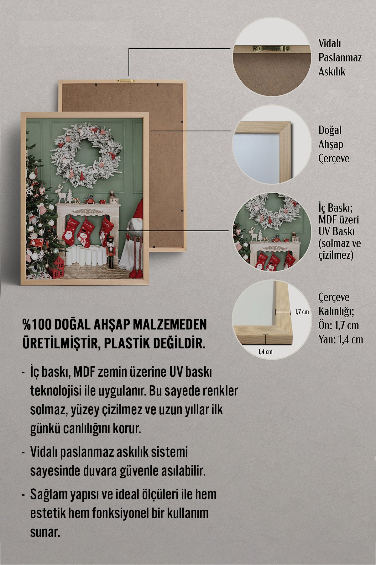 HOMEPACK Ahşap Çerçeveli Tablo Çerçeveli Poster Sanatsal Modern Duvar Dekoru BEK-8219