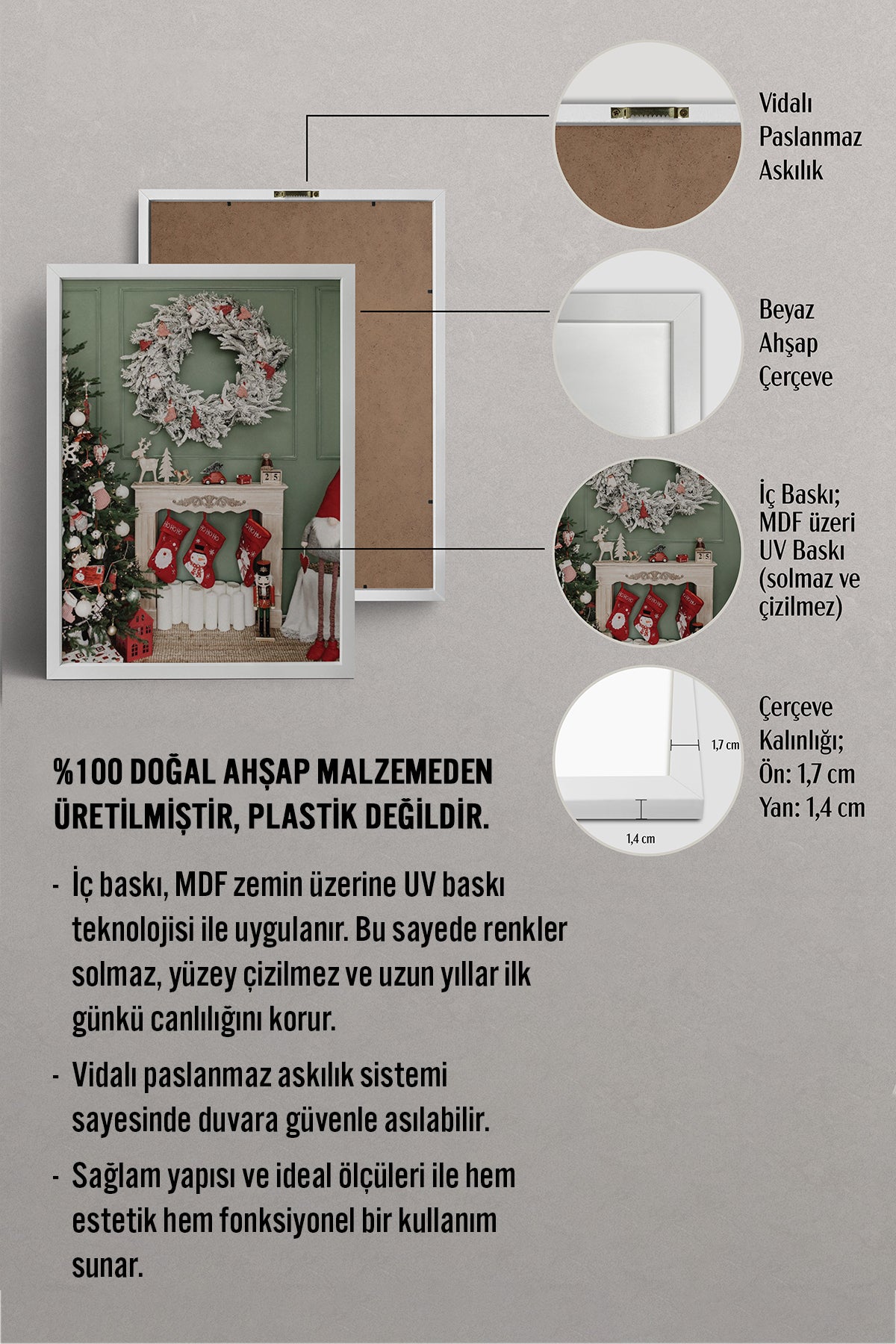 HOMEPACK Ahşap Çerçeveli Tablo Çerçeveli Poster Sanatsal Modern Duvar Dekoru BEK-8219
