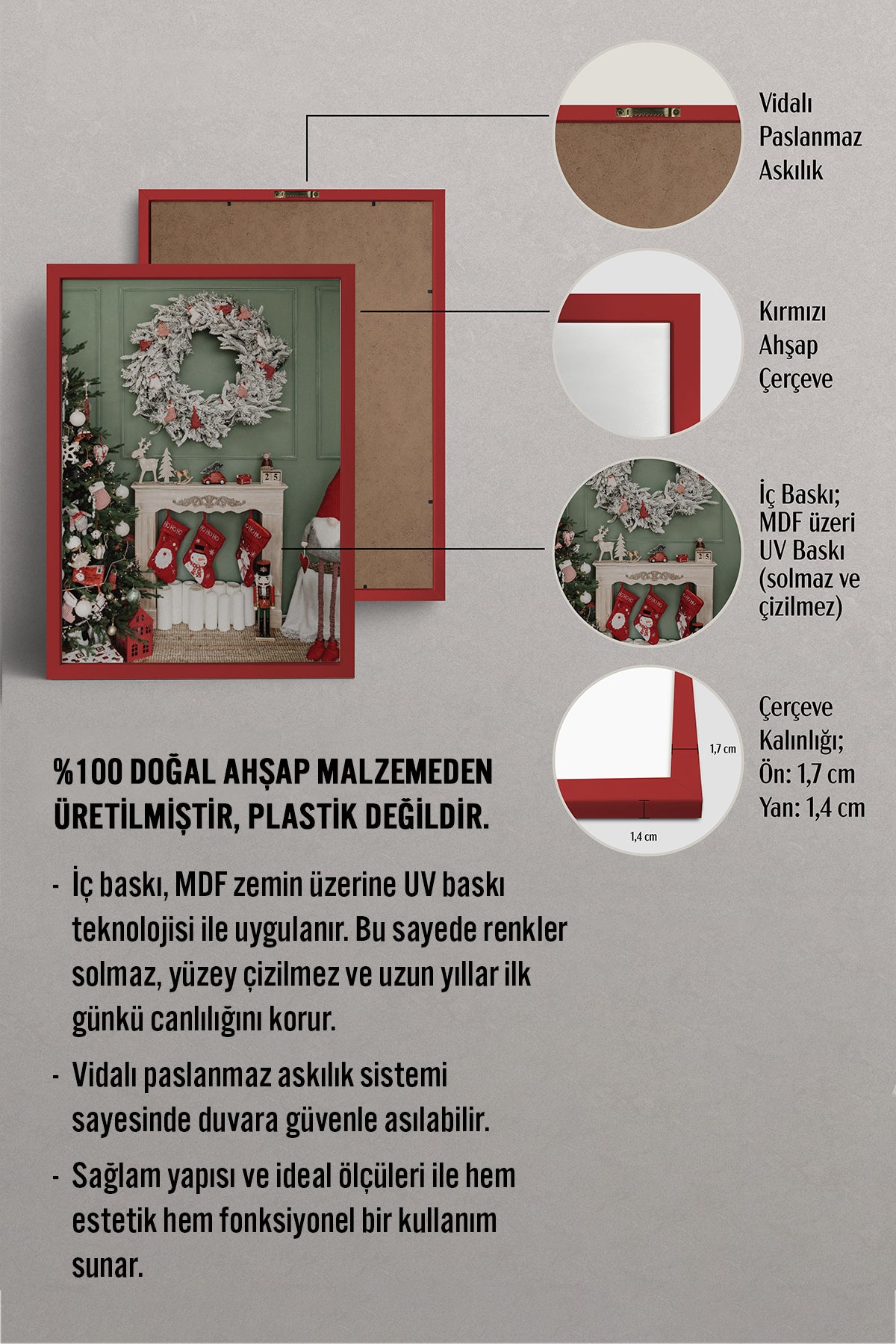 HOMEPACK Ahşap Çerçeveli Tablo Çerçeveli Poster Sanatsal Modern Duvar Dekoru BEK-8219