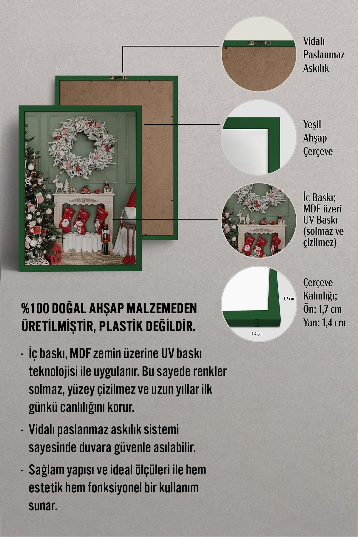 HOMEPACK Ahşap Çerçeveli Tablo Çerçeveli Poster Sanatsal Modern Duvar Dekoru BEK-8219