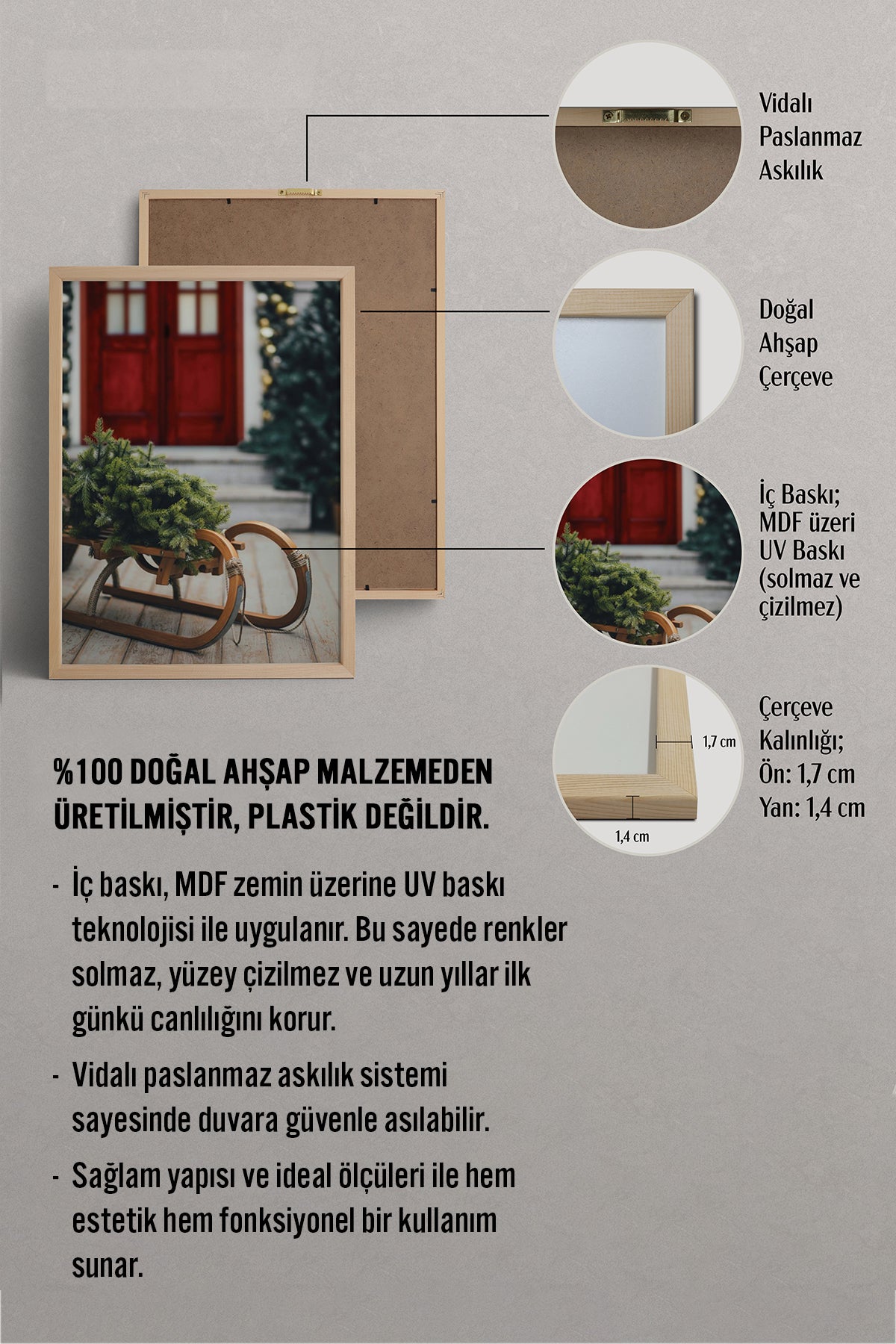 HOMEPACK Ahşap Çerçeveli Tablo Çerçeveli Poster Sanatsal Modern Duvar Dekoru BEK-8222