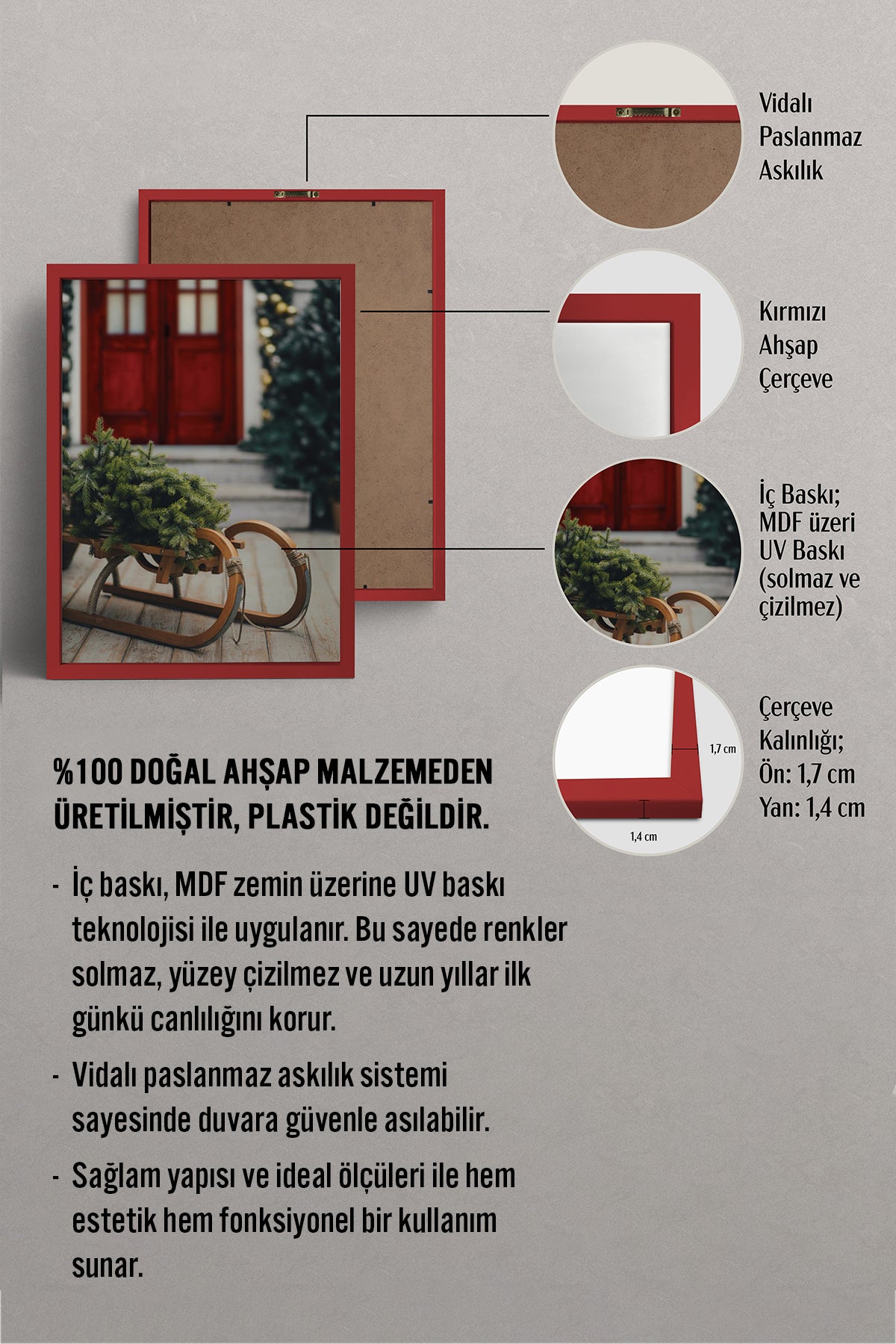 HOMEPACK Ahşap Çerçeveli Tablo Çerçeveli Poster Sanatsal Modern Duvar Dekoru BEK-8222