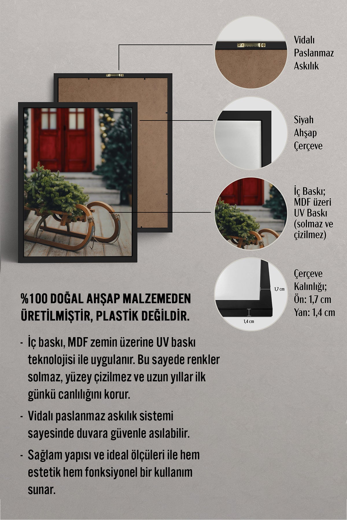 HOMEPACK Ahşap Çerçeveli Tablo Çerçeveli Poster Sanatsal Modern Duvar Dekoru BEK-8222