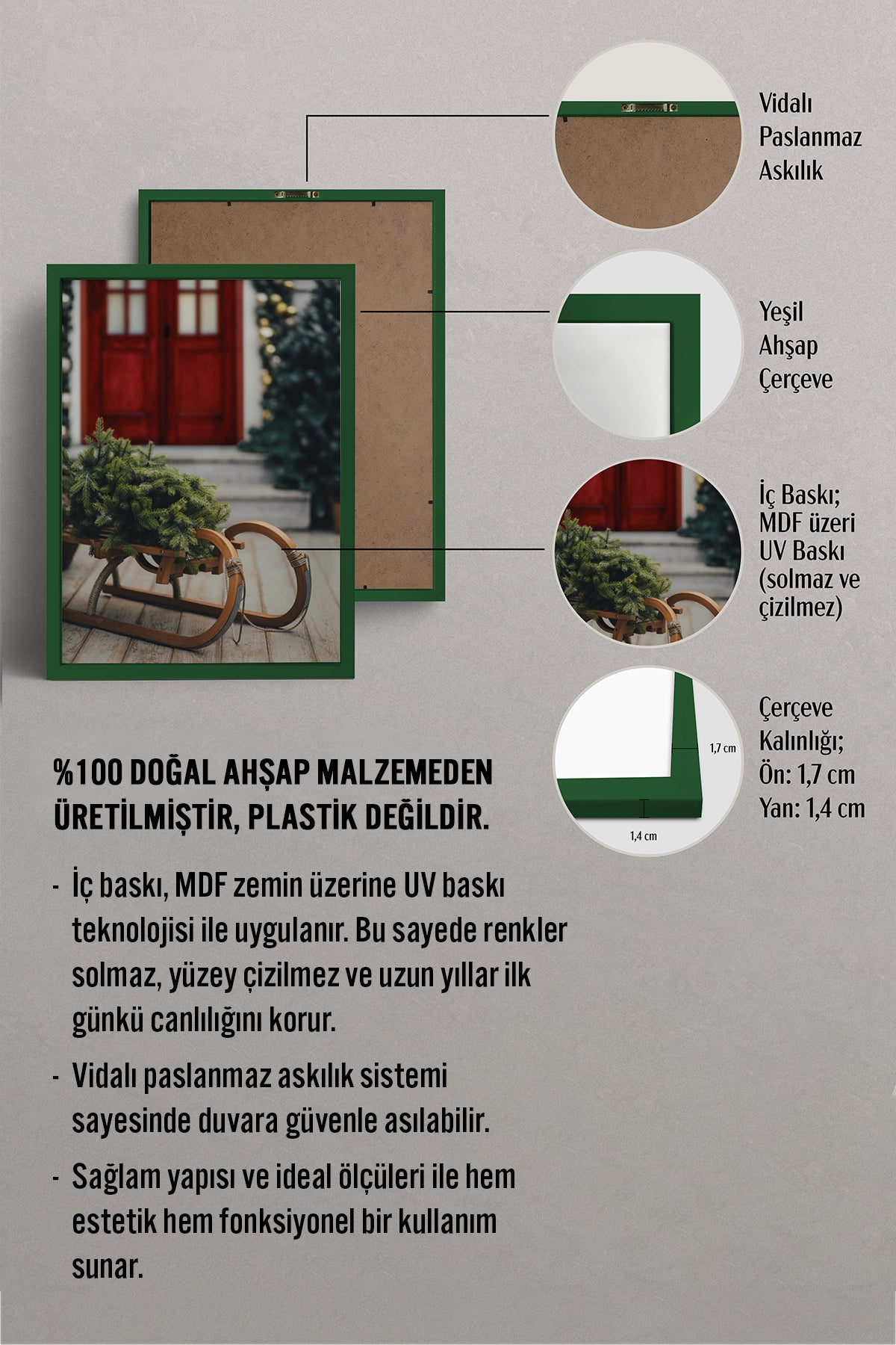HOMEPACK Ahşap Çerçeveli Tablo Çerçeveli Poster Sanatsal Modern Duvar Dekoru BEK-8222