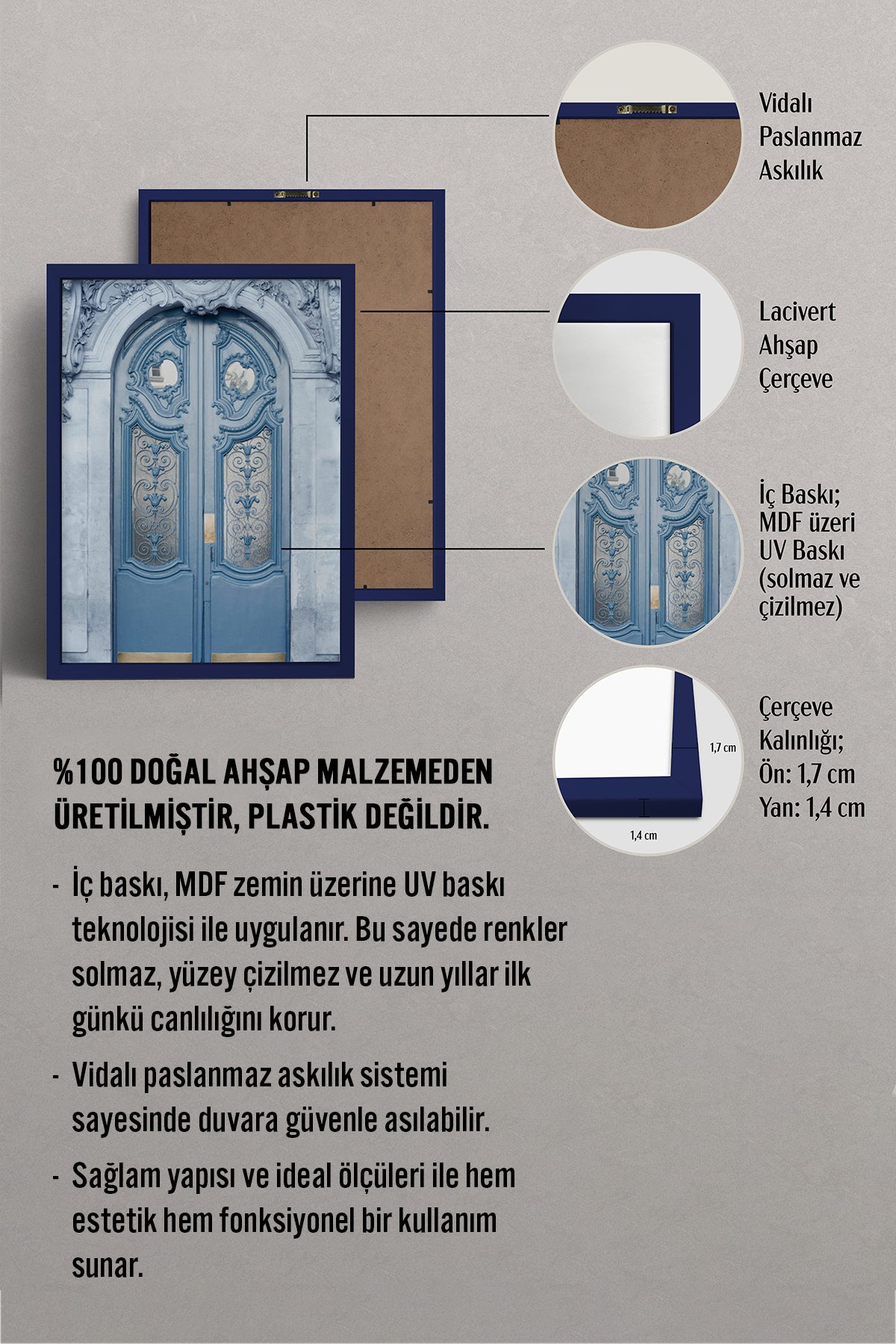 HOMEPACK Ahşap Çerçeveli Tablo Çerçeveli Poster Sanatsal Modern Duvar Dekoru BEK-8224