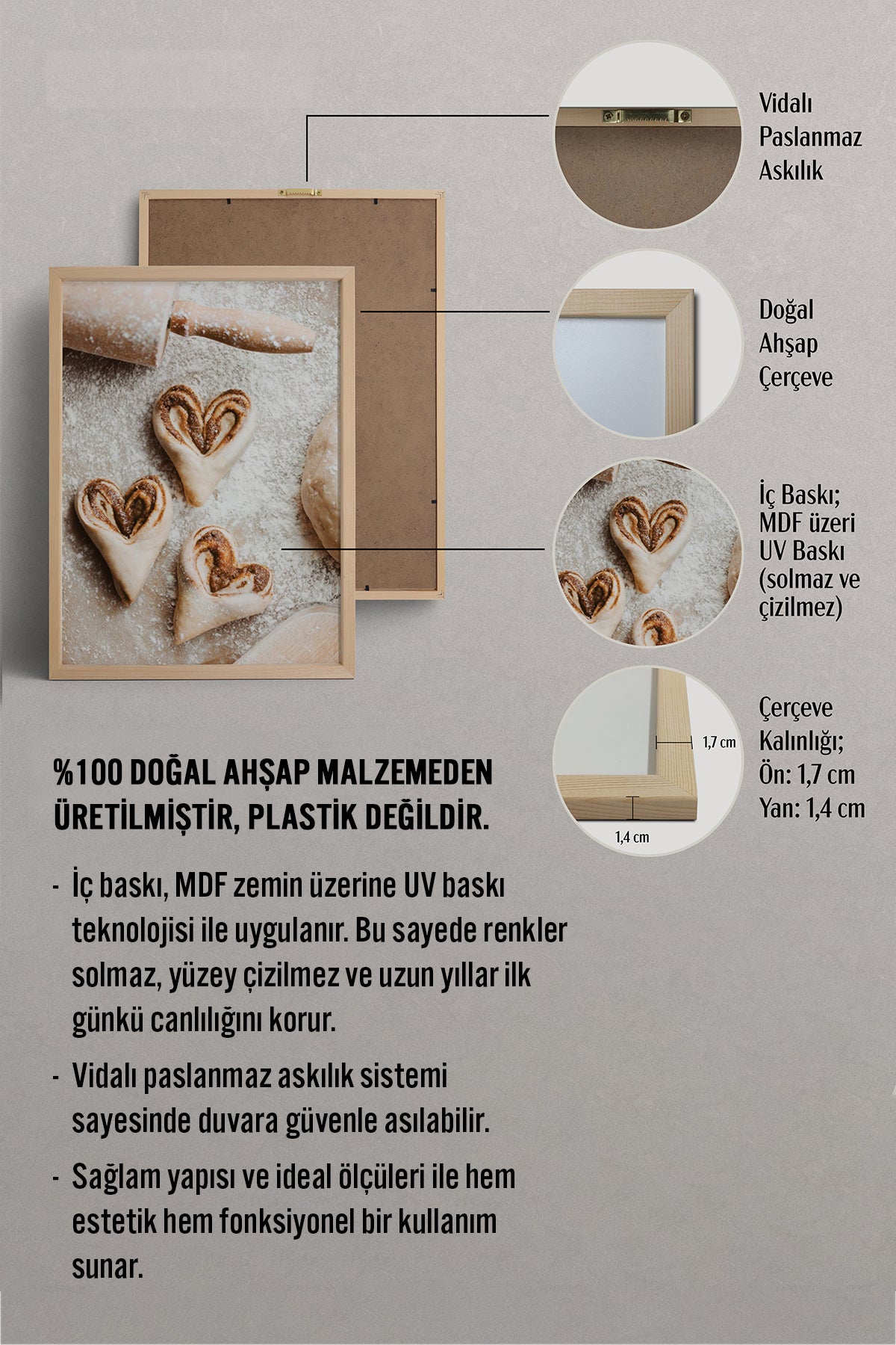 HOMEPACK Ahşap Çerçeveli Tablo Çerçeveli Poster Sanatsal Modern Duvar Dekoru BEK-8225