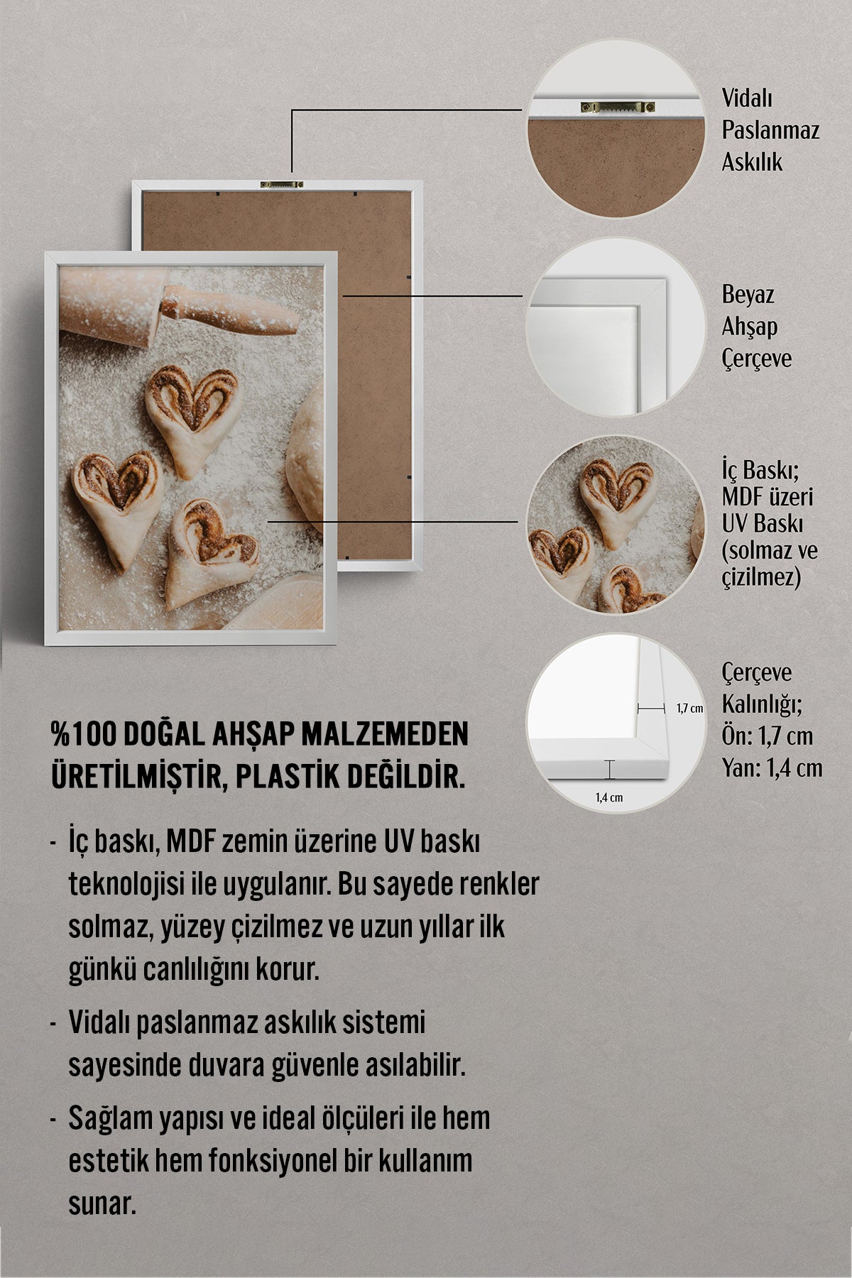 HOMEPACK Ahşap Çerçeveli Tablo Çerçeveli Poster Sanatsal Modern Duvar Dekoru BEK-8225