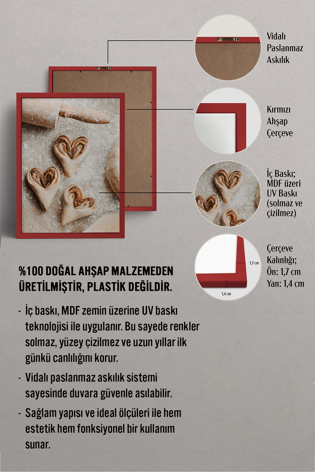 HOMEPACK Ahşap Çerçeveli Tablo Çerçeveli Poster Sanatsal Modern Duvar Dekoru BEK-8225