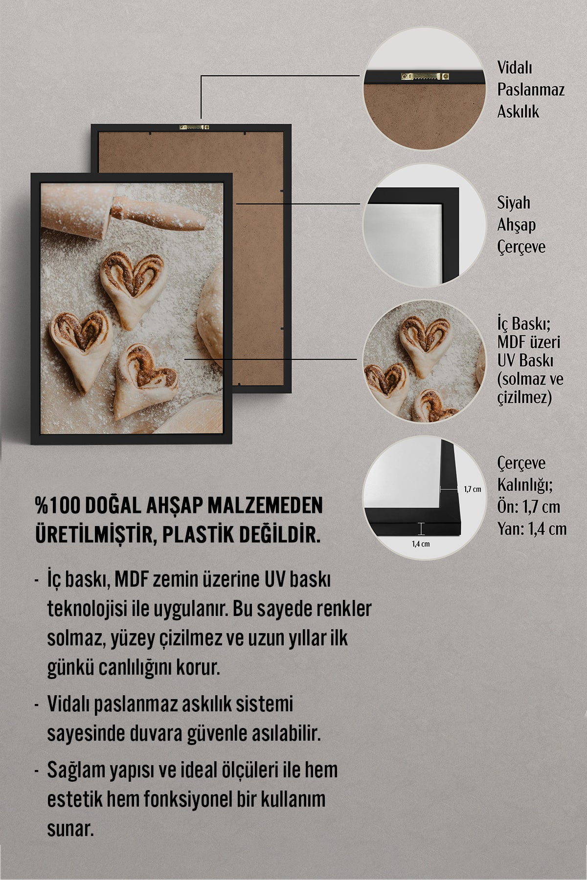 HOMEPACK Ahşap Çerçeveli Tablo Çerçeveli Poster Sanatsal Modern Duvar Dekoru BEK-8225