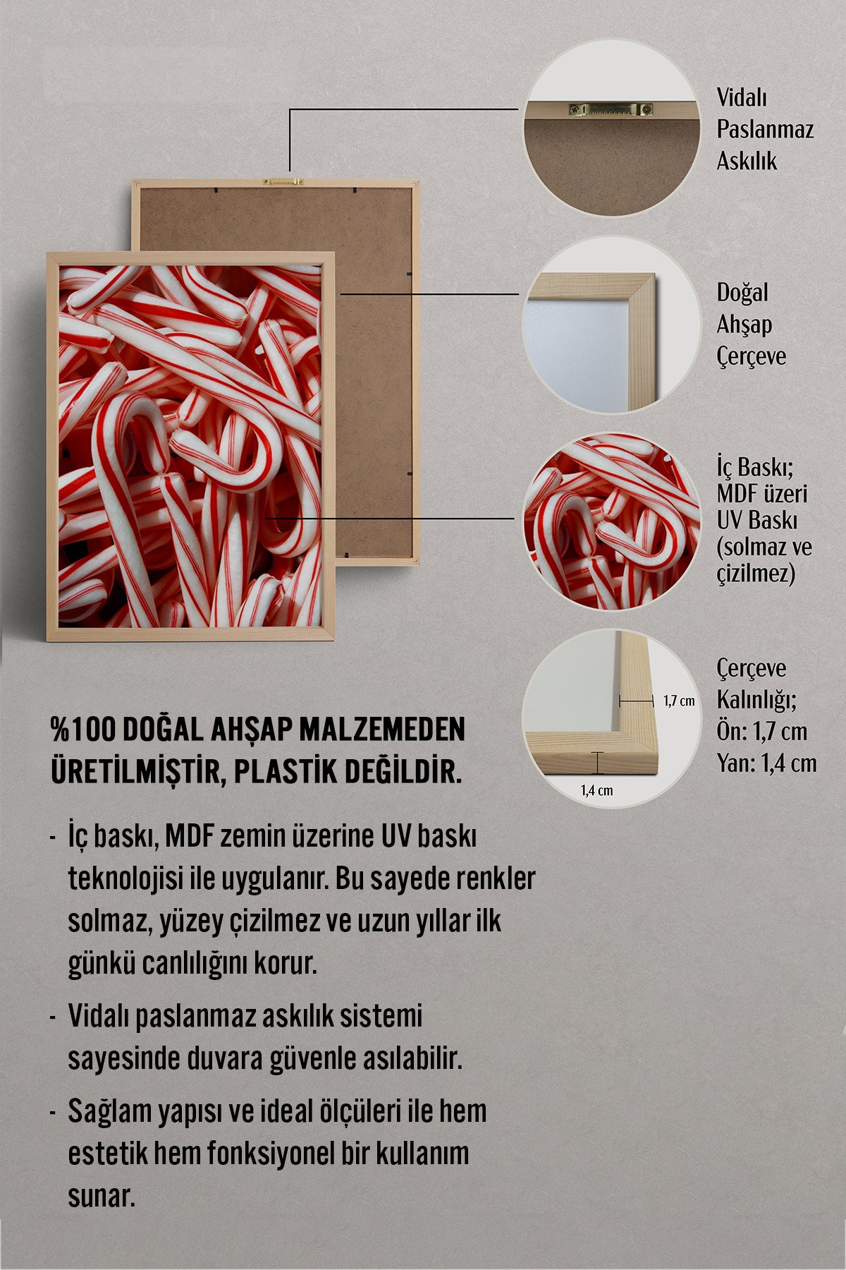 HOMEPACK Ahşap Çerçeveli Tablo Çerçeveli Poster Sanatsal Modern Duvar Dekoru BEK-8226