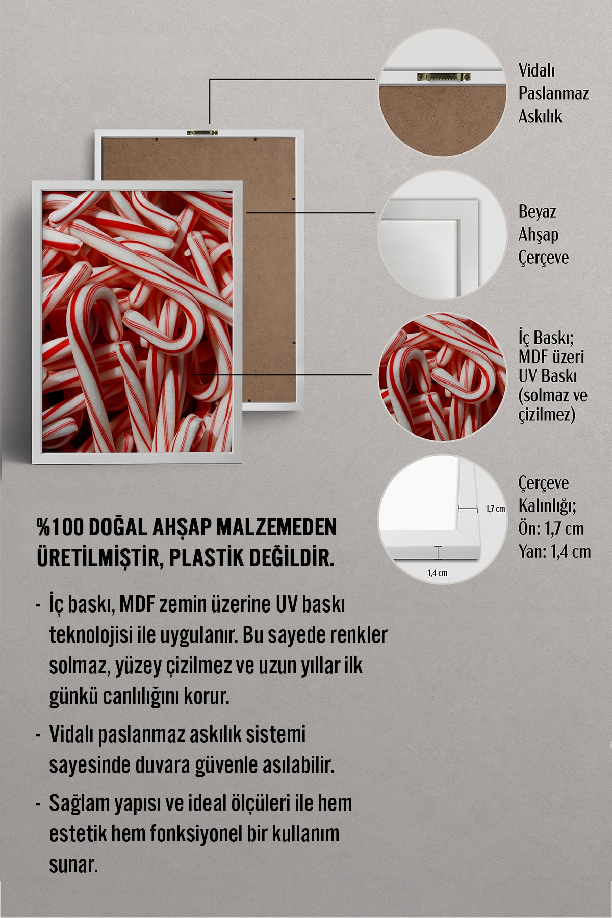 HOMEPACK Ahşap Çerçeveli Tablo Çerçeveli Poster Sanatsal Modern Duvar Dekoru BEK-8226