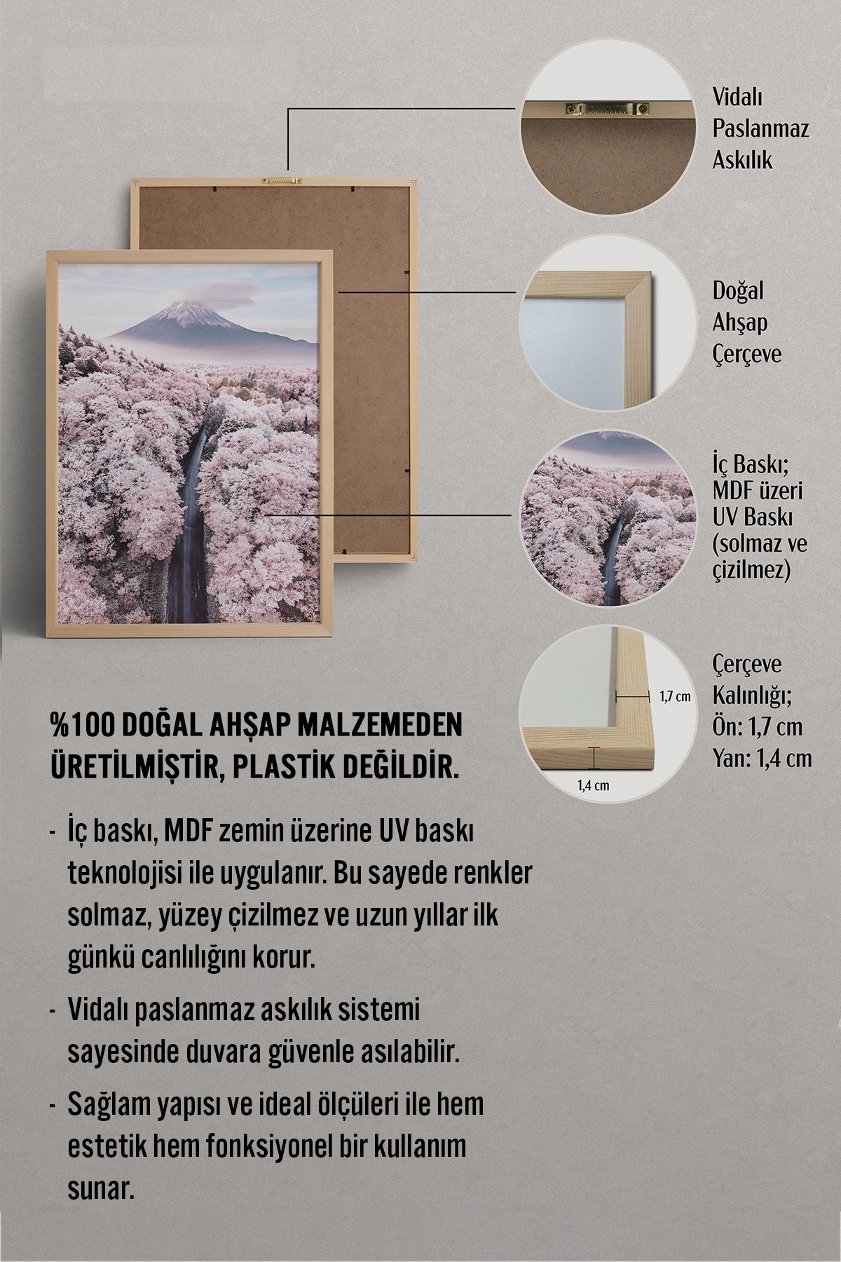 HOMEPACK Ahşap Çerçeveli Tablo Çerçeveli Poster Sanatsal Modern Duvar Dekoru BEK-8227