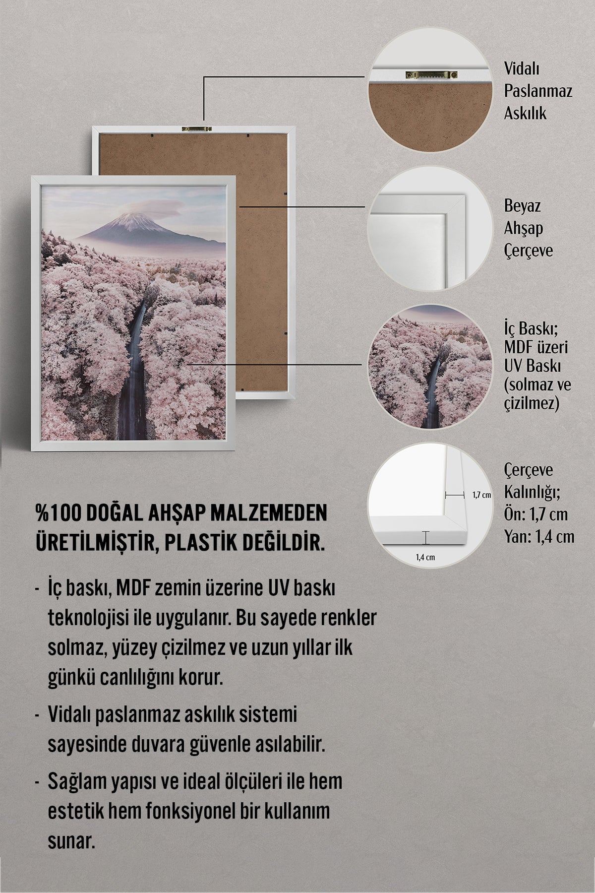 HOMEPACK Ahşap Çerçeveli Tablo Çerçeveli Poster Sanatsal Modern Duvar Dekoru BEK-8227