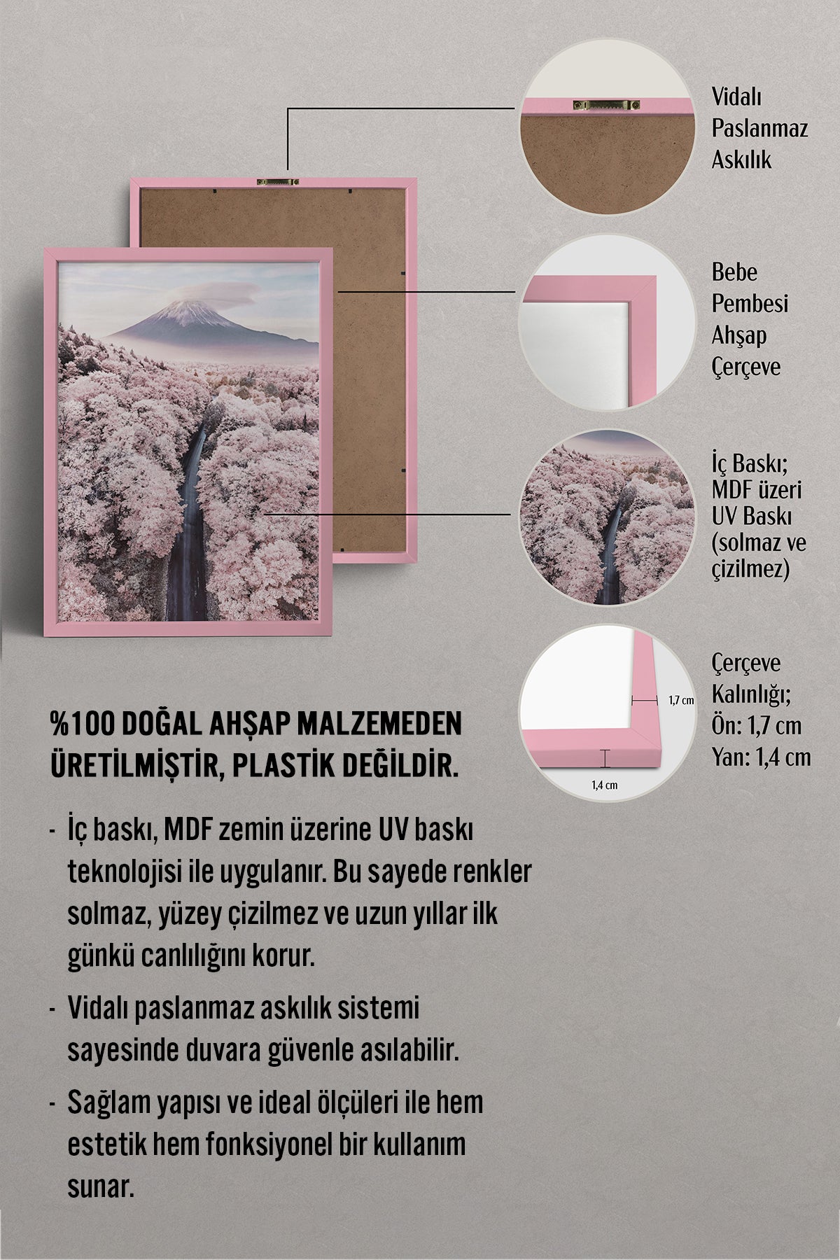 HOMEPACK Ahşap Çerçeveli Tablo Çerçeveli Poster Sanatsal Modern Duvar Dekoru BEK-8227