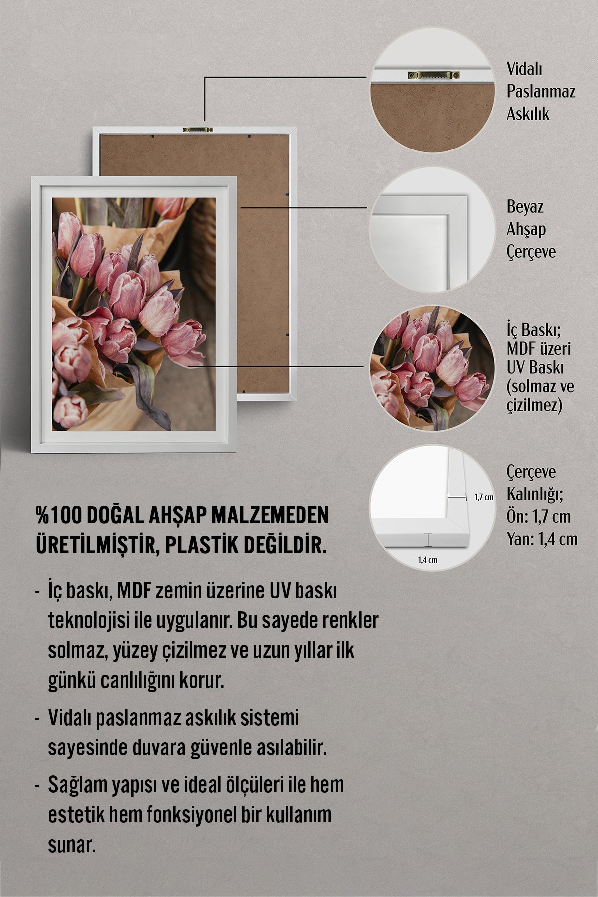 HOMEPACK Ahşap Çerçeveli Tablo Çerçeveli Poster Sanatsal Modern Duvar Dekoru BEK-8228